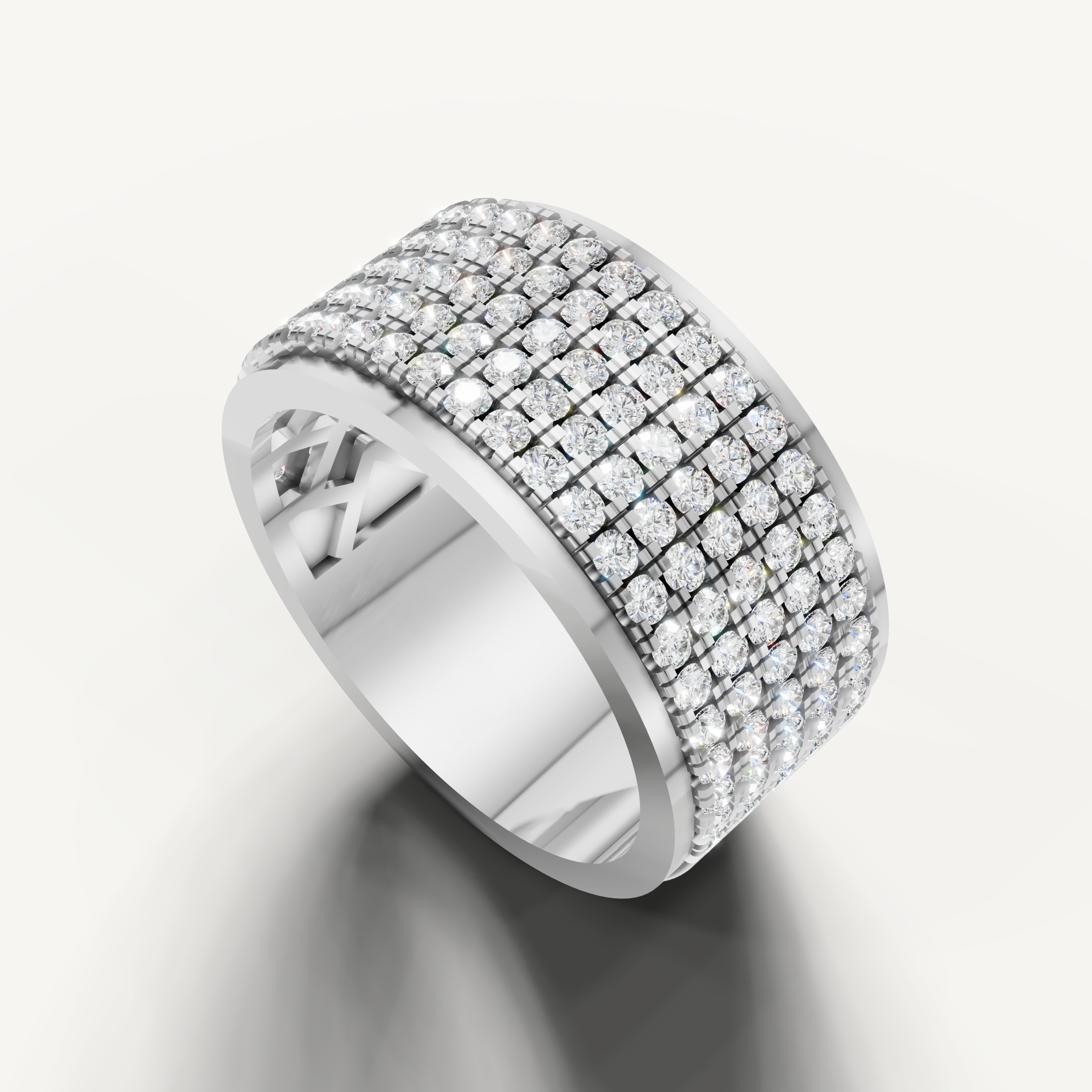 Luxury white gold anniversary band featuring layered pavé diamonds from Raul Diamonds