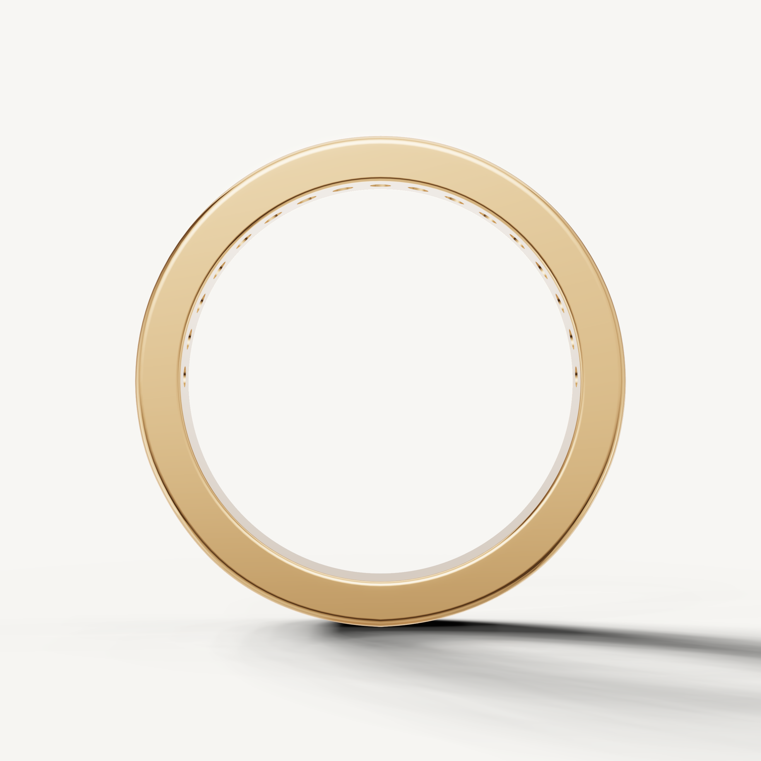Modern yellow gold wedding band featuring round brilliant diamonds by Raul Diamonds