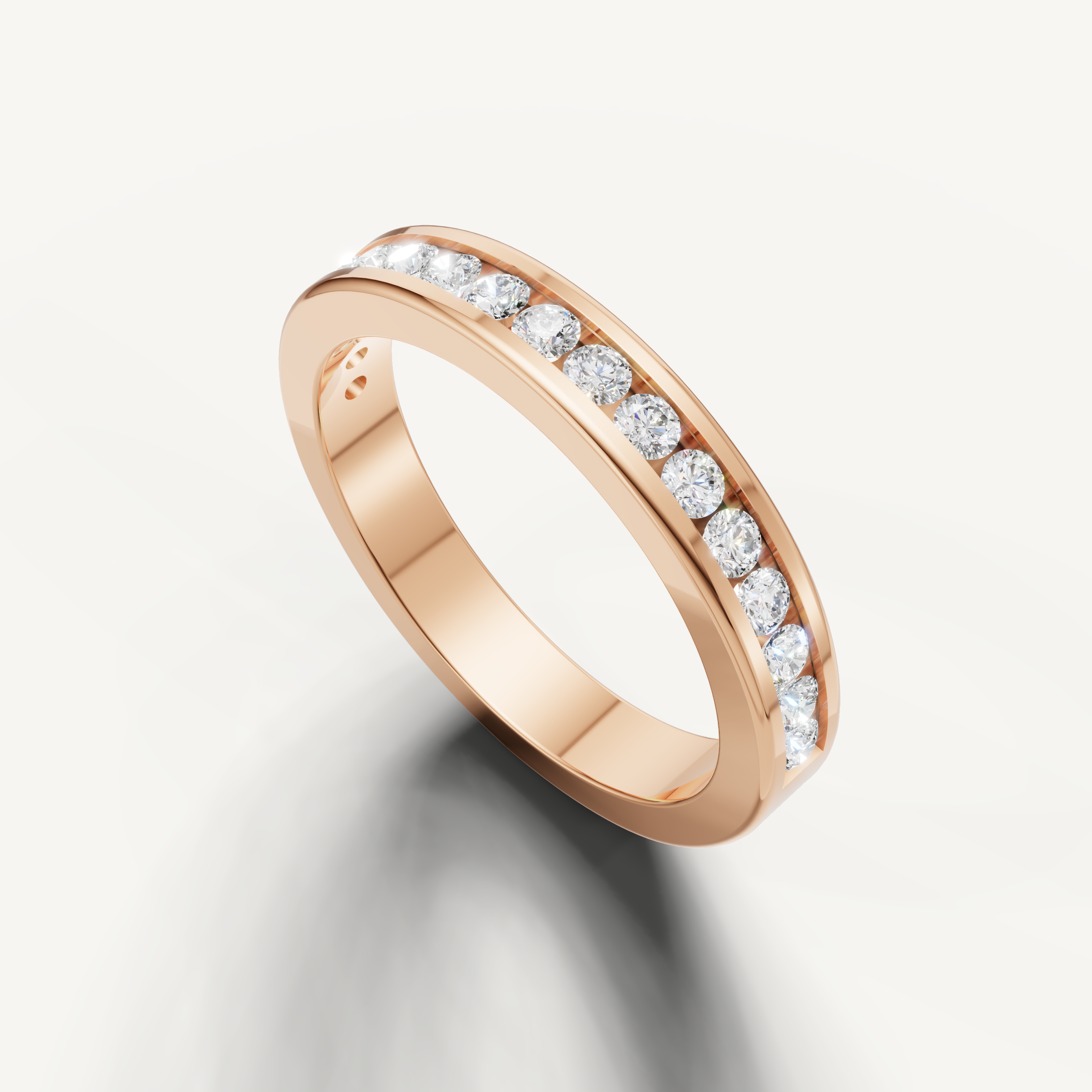 Designer rose gold diamond anniversary band with sleek modern style from Raul Diamonds