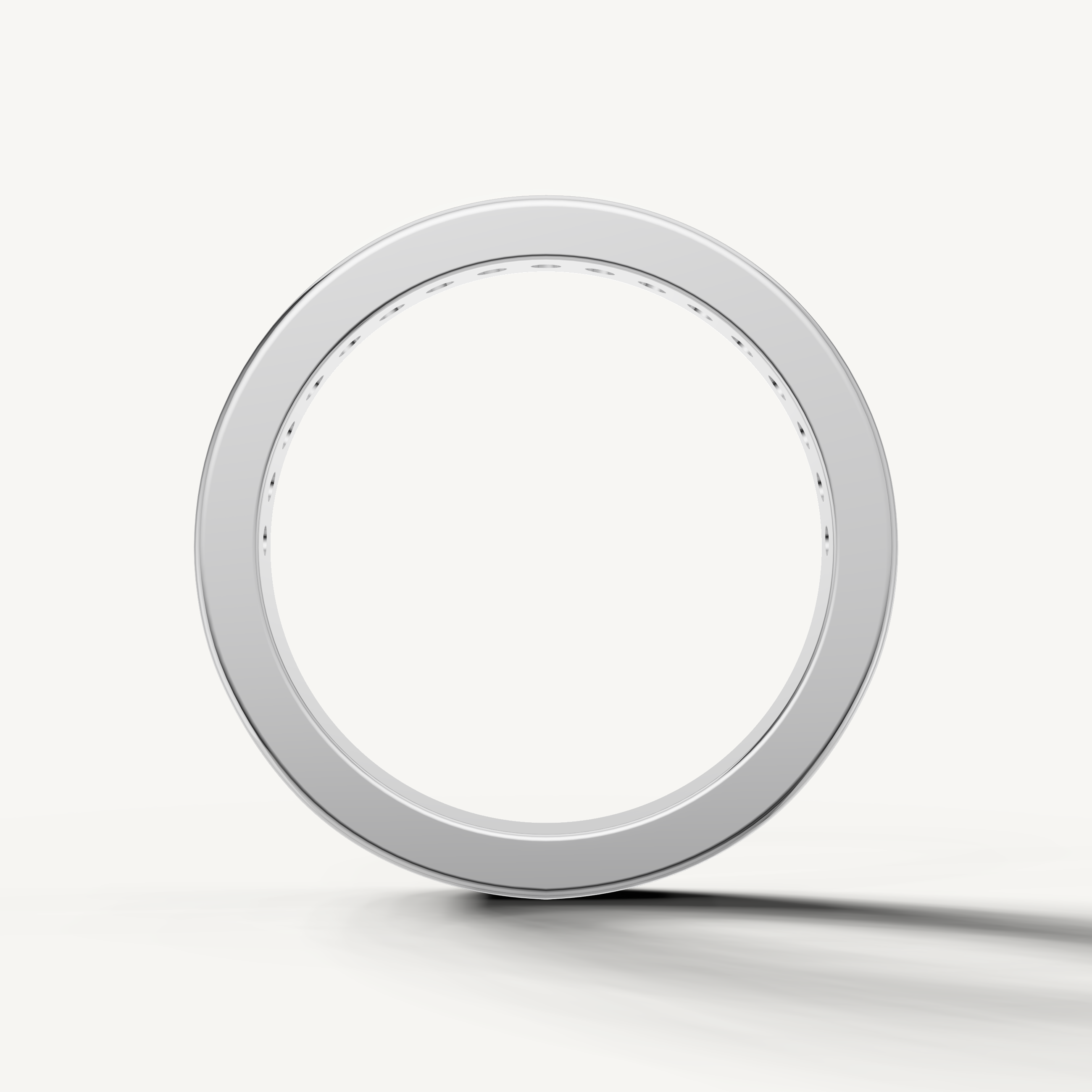 Contemporary white gold wedding band featuring brilliant round diamonds by Raul Diamonds