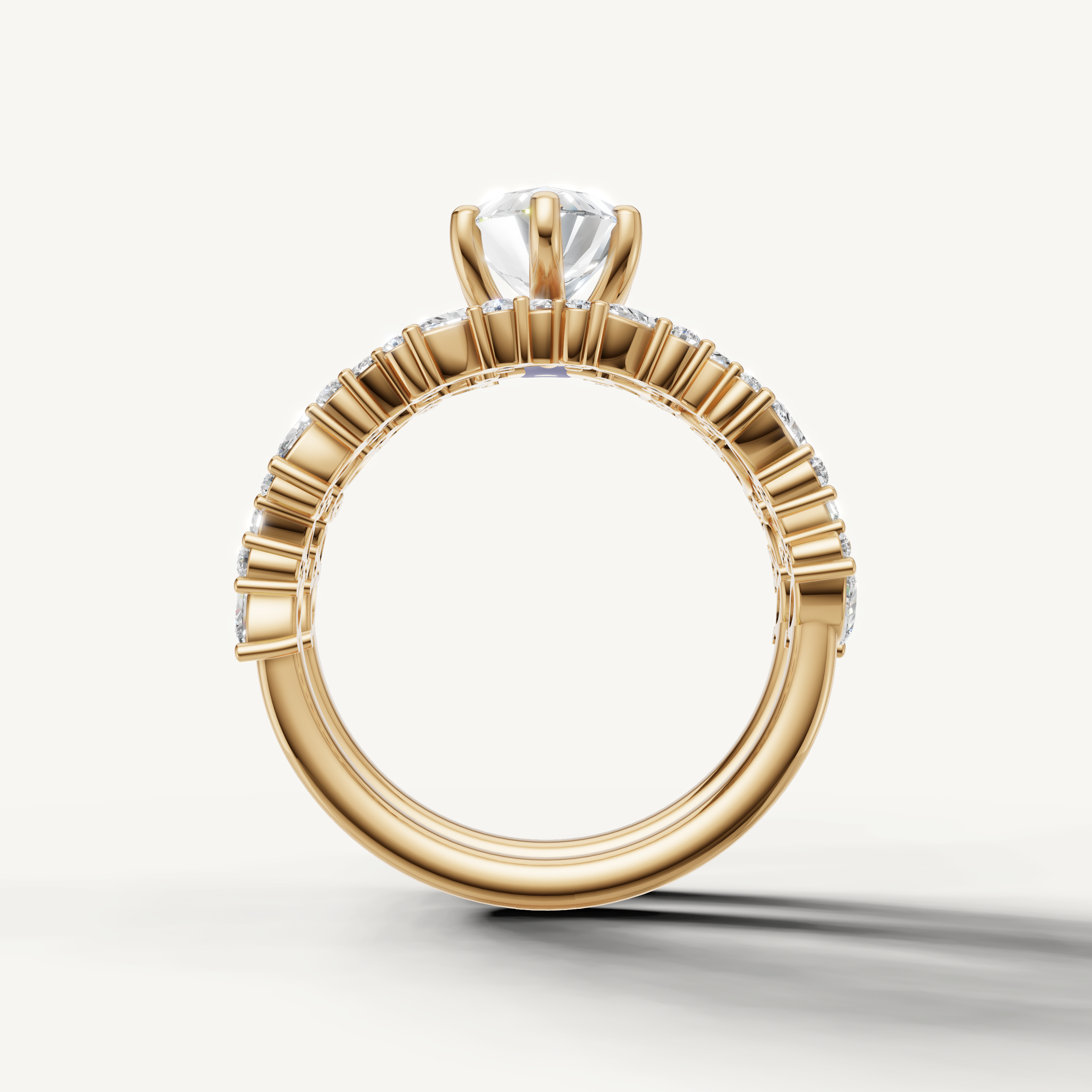 Elegant Marquise Diamond Bridal Set Ring with Leaf Inspired Halo Yellow Gold