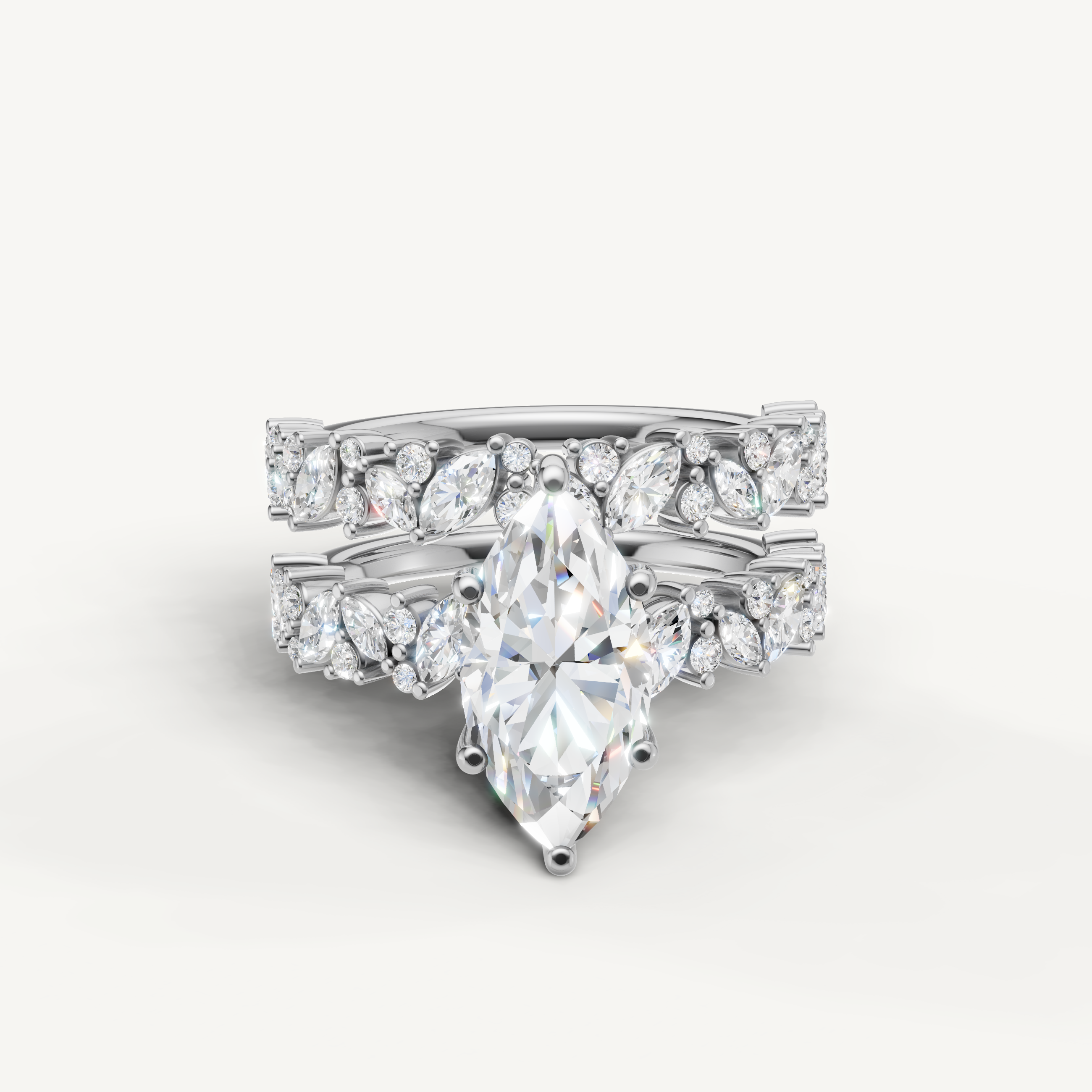Raul Diamonds Marquise Cut Lab Grown Diamond Bridal Set in 14K White Gold