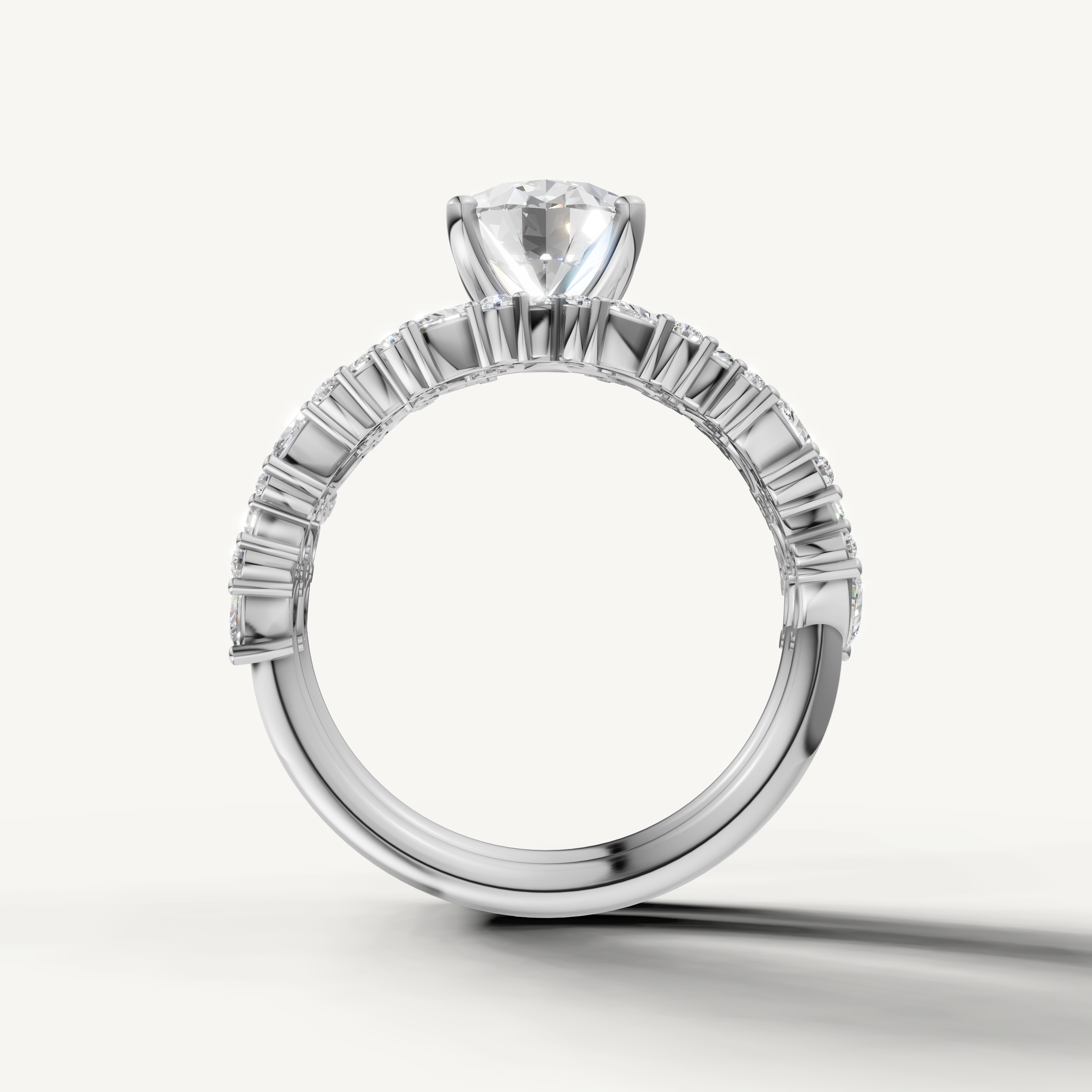 Modern Oval Halo Bridal Set Ring with Diamond Accent Band White Gold