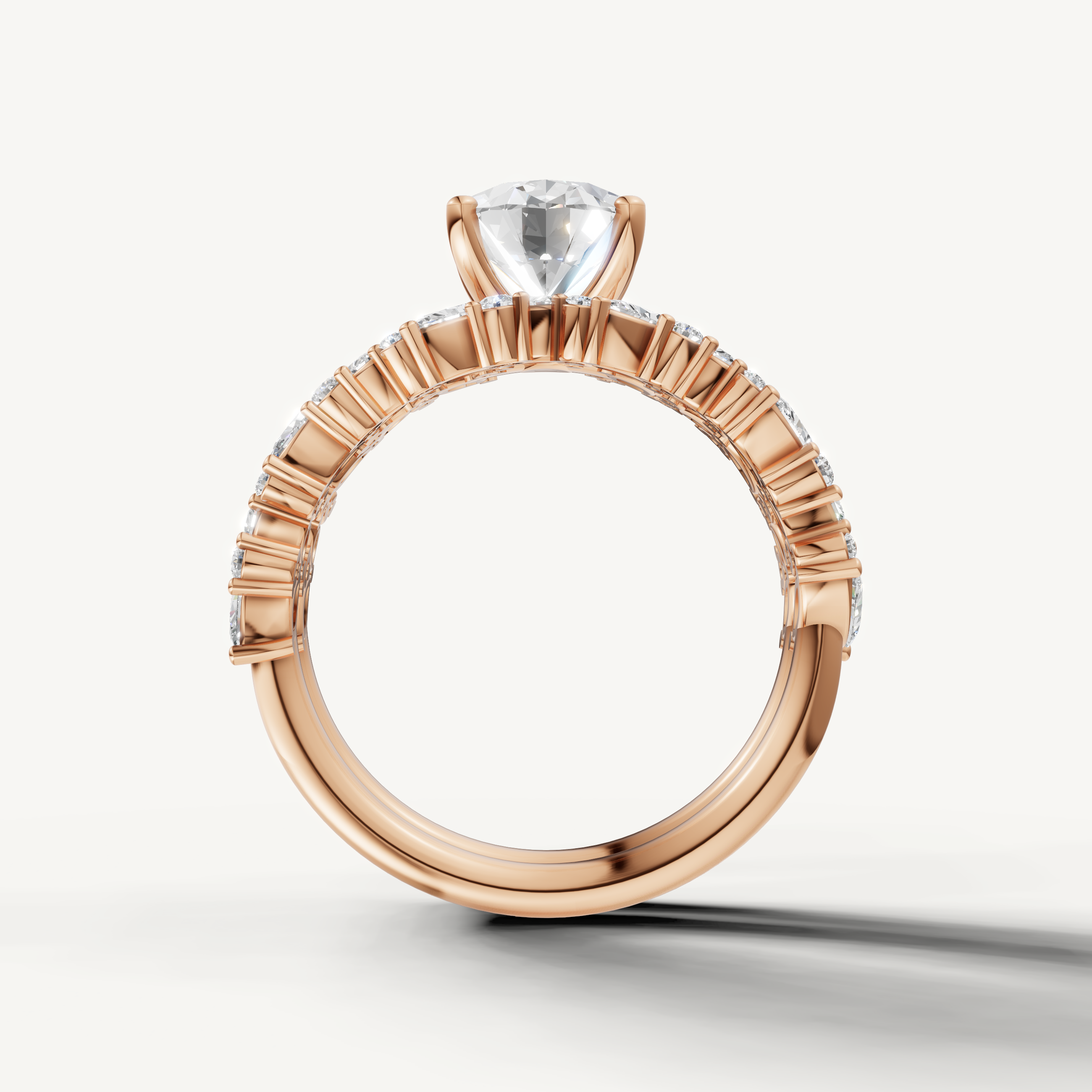 Vintage Inspired Oval Halo Bridal Set Ring Rose Gold