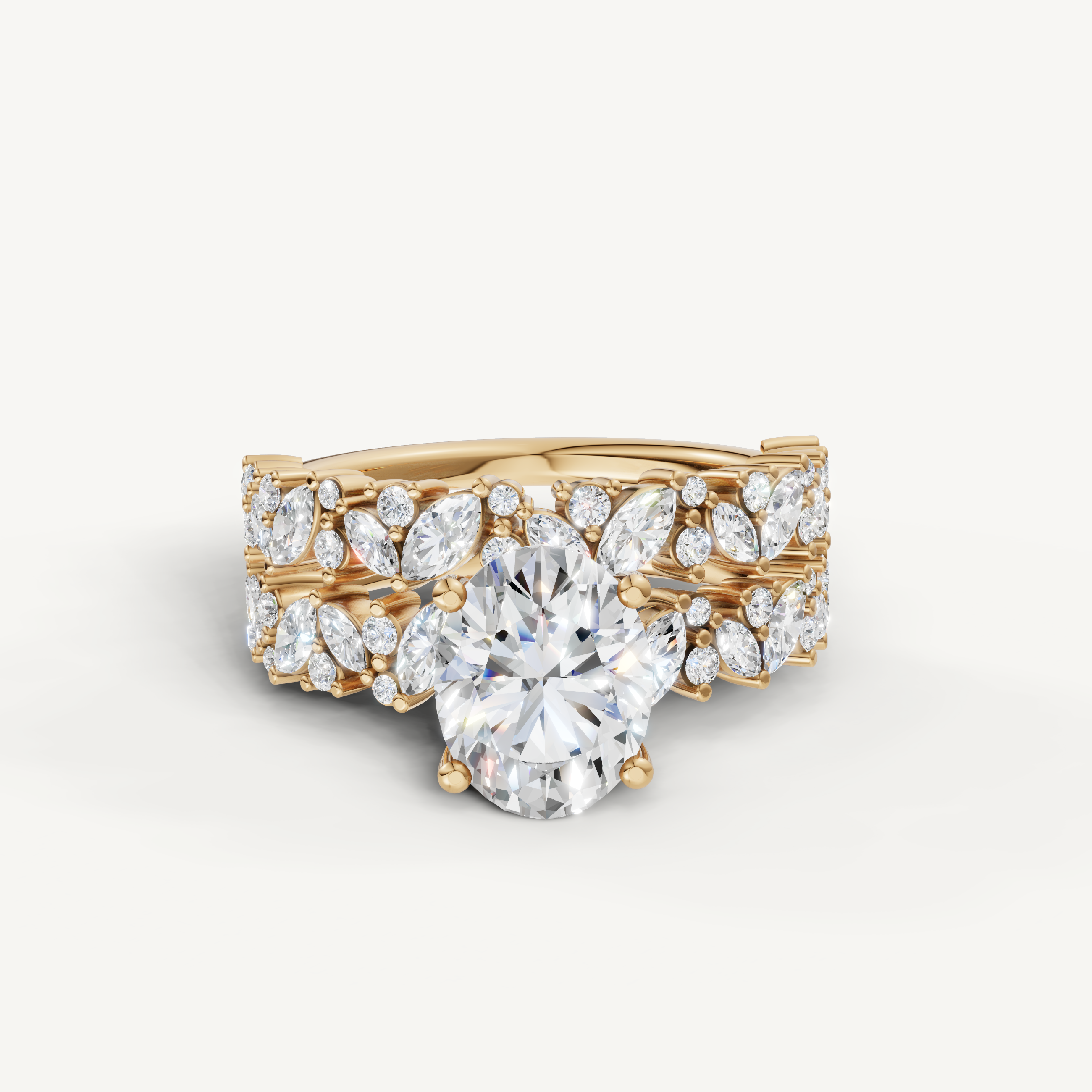 Raul Diamonds Oval Cut Lab Grown Diamond Bridal Set in 14K Yellow Gold
