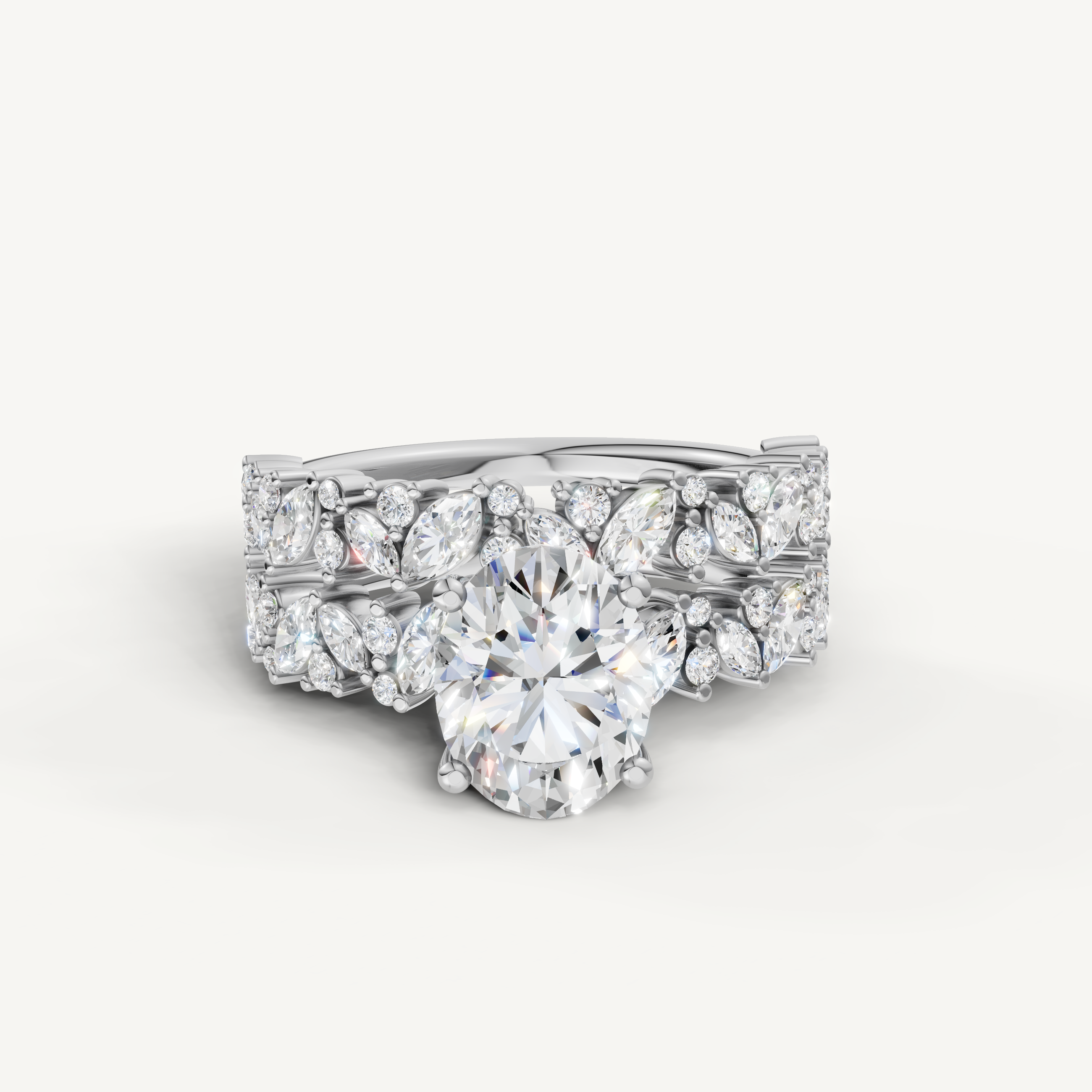 Raul Diamonds Oval Cut Lab Grown Diamond Bridal Set in 14K White Gold