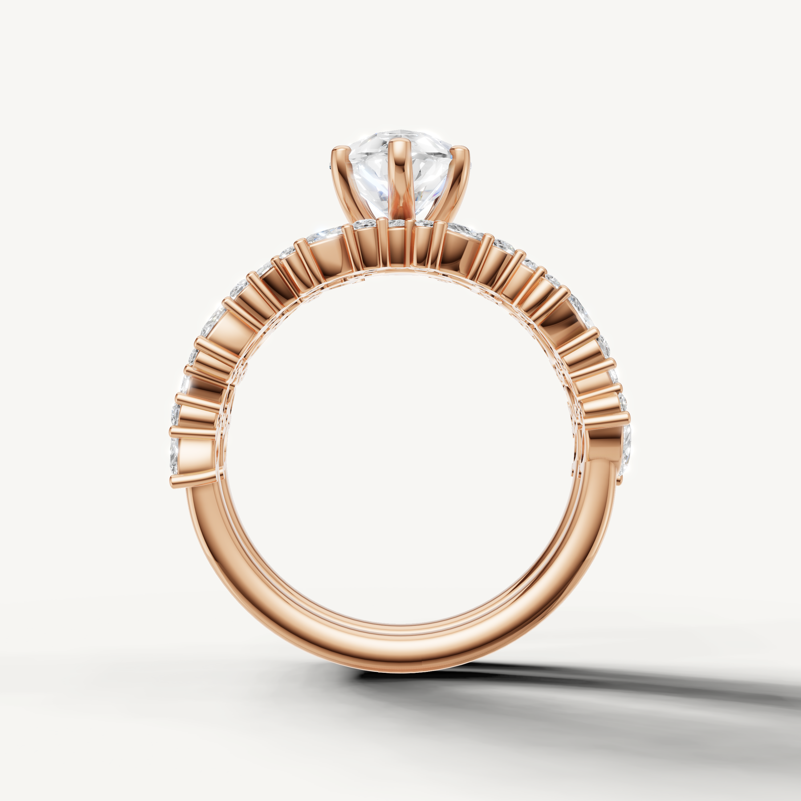 Pear Cut Lab Grown Diamond Bridal Set with Double Diamond Band Rose Gold