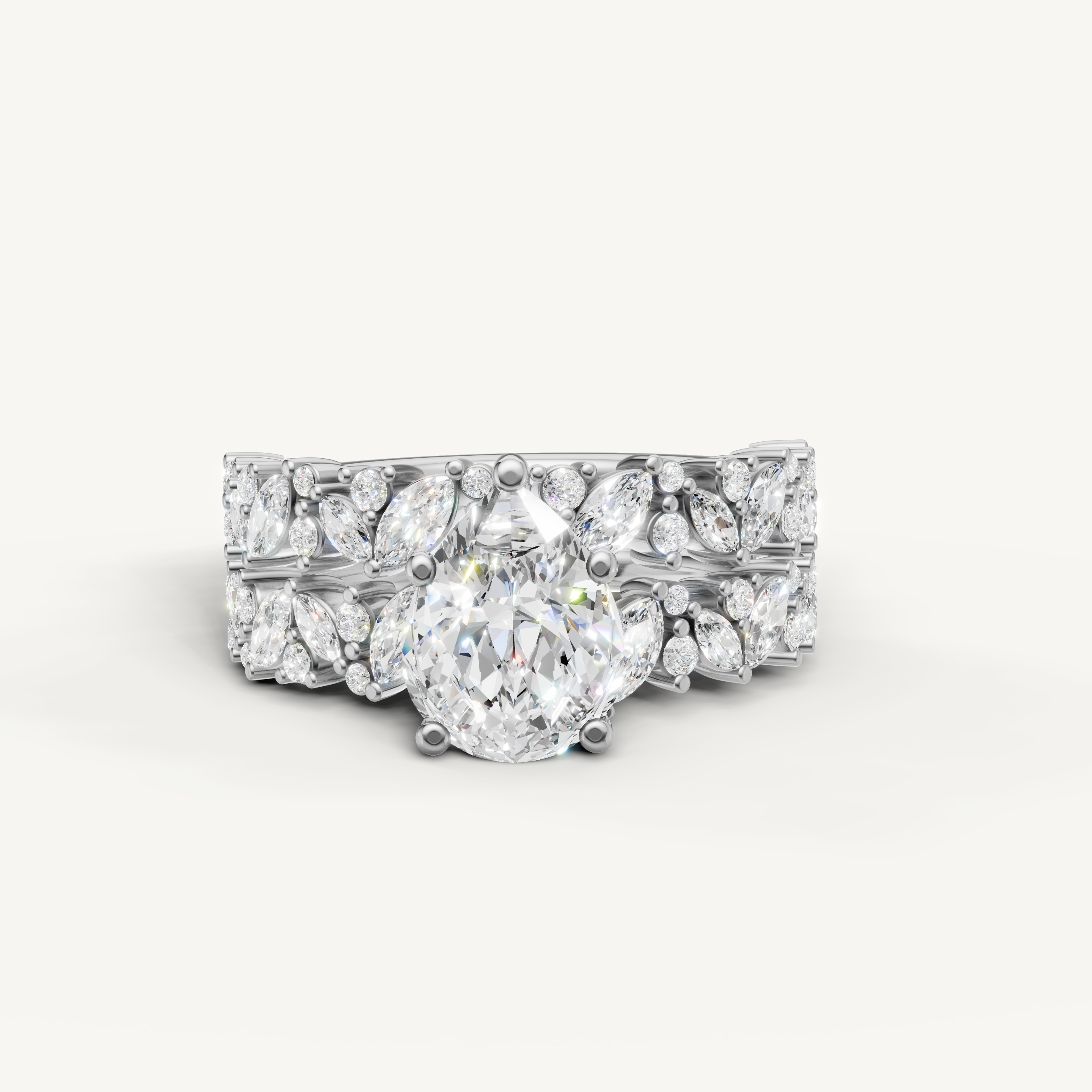Raul Diamonds Pear Cut Lab Grown Diamond Bridal Set in 14K White Gold