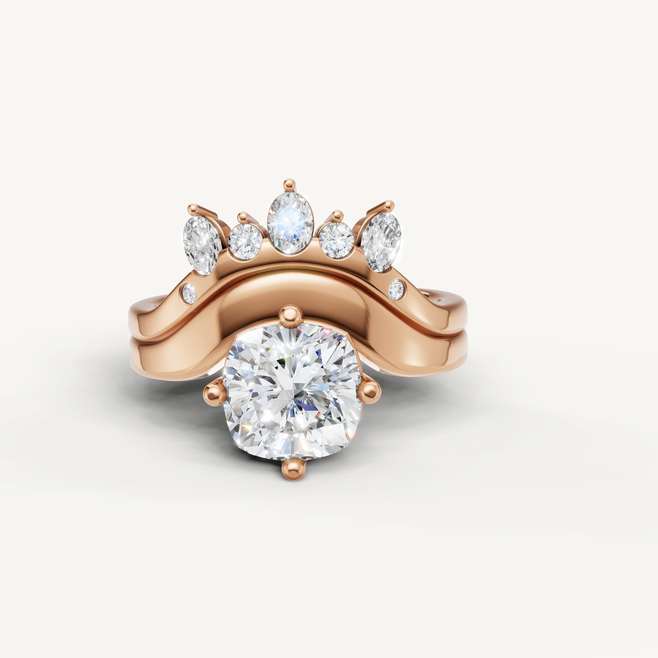 Raul Diamonds Cushion Cut Lab Grown Diamond Bridal Set in 14K Rose Gold
