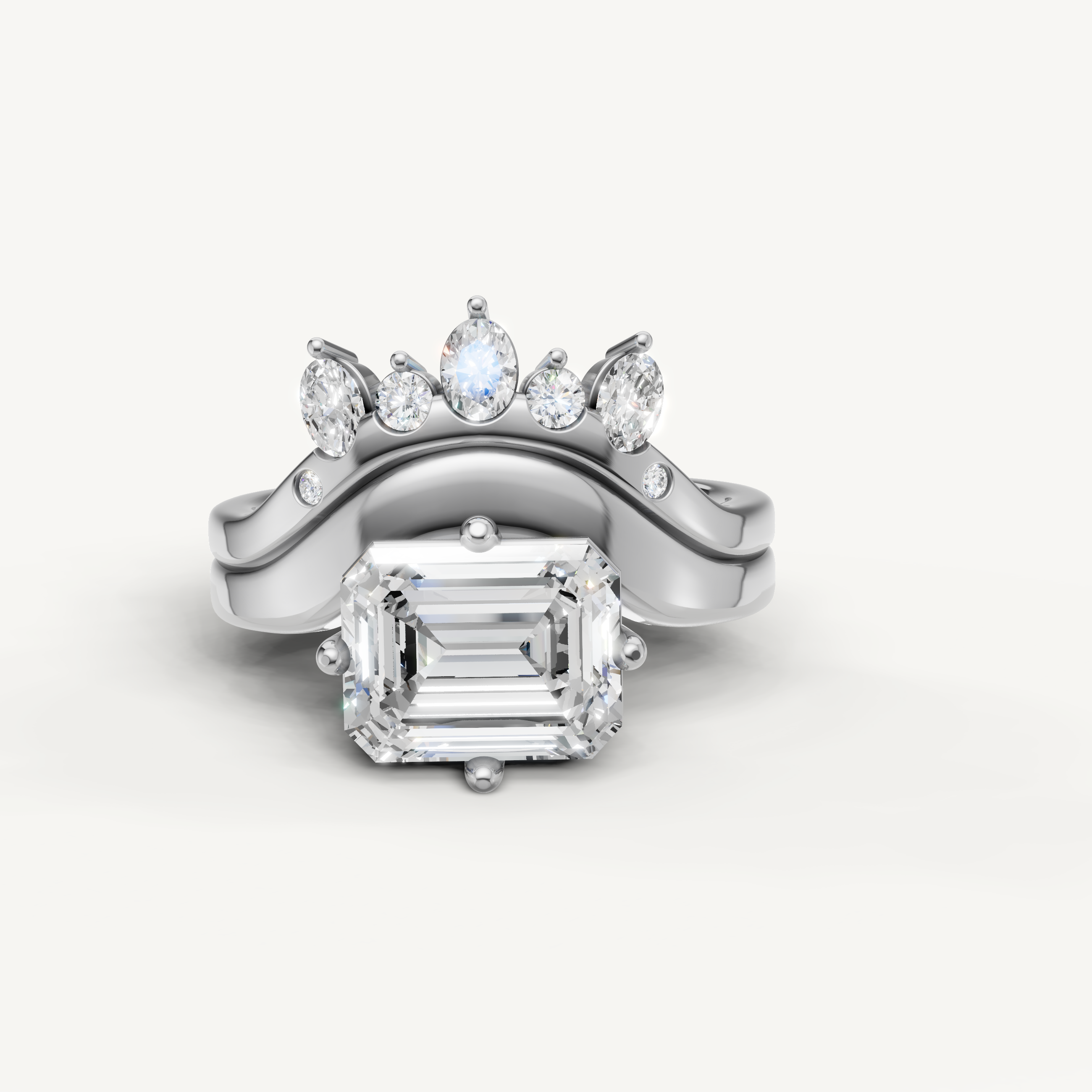Raul Diamonds Emerald Cut Lab Grown Diamond Bridal Set in 14K White Gold