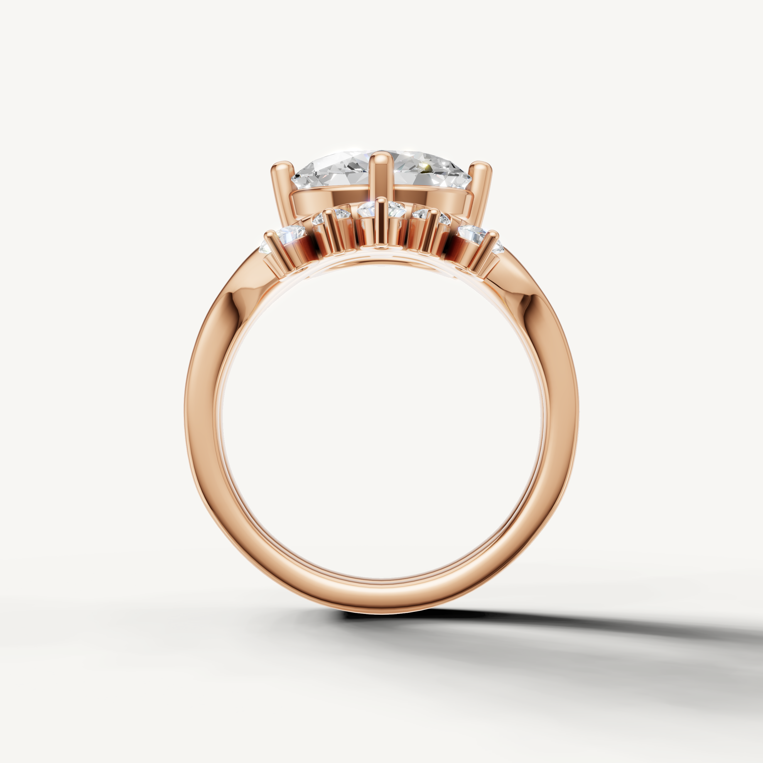 Vintage Inspired Oval Diamond Bridal Set Ring in Rose Gold