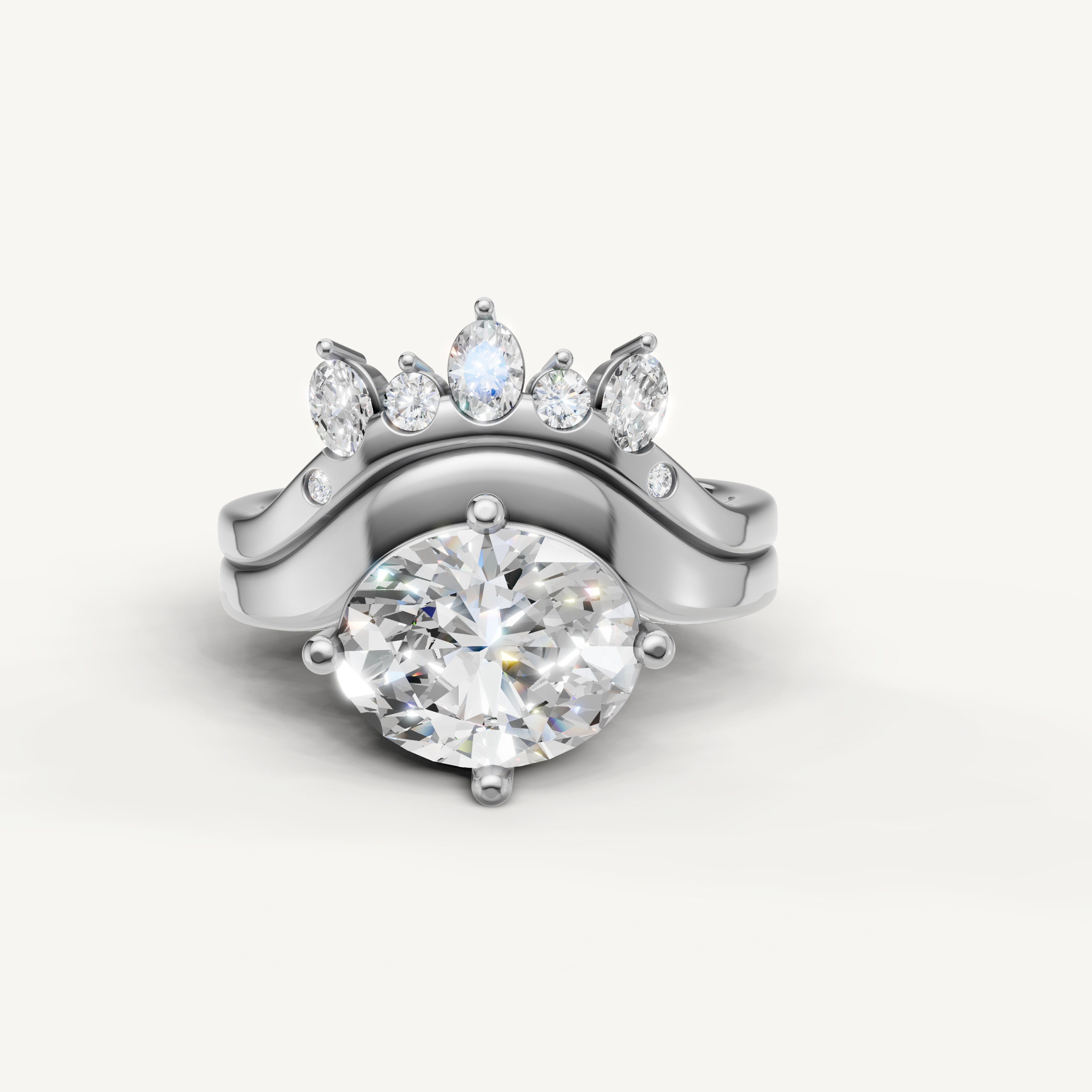 Raul Diamonds Oval Cut Lab Grown Diamond Bridal Set in 14K White Gold