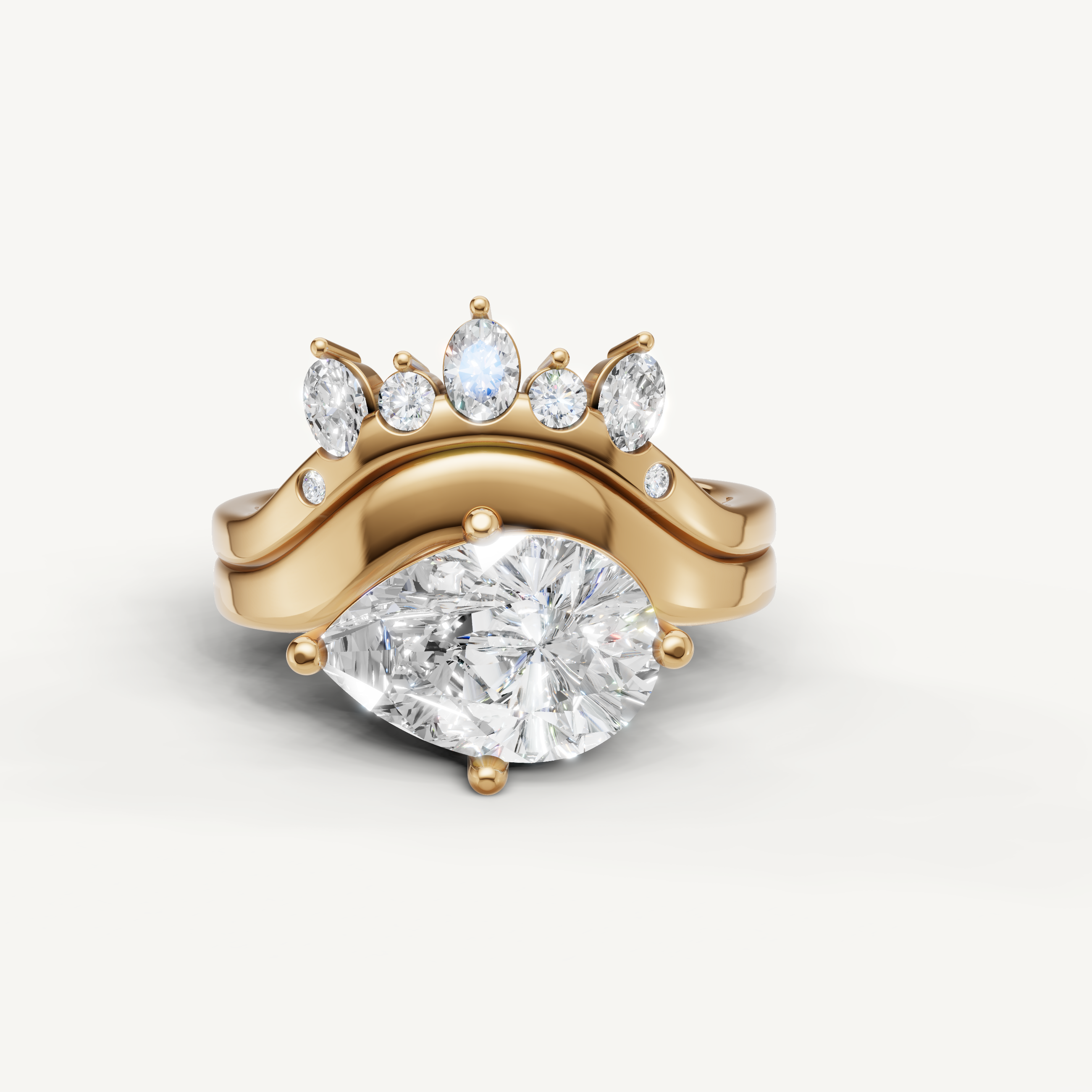 Raul Diamonds Pear Cut Lab Grown Diamond Bridal Set in 14K Yellow Gold