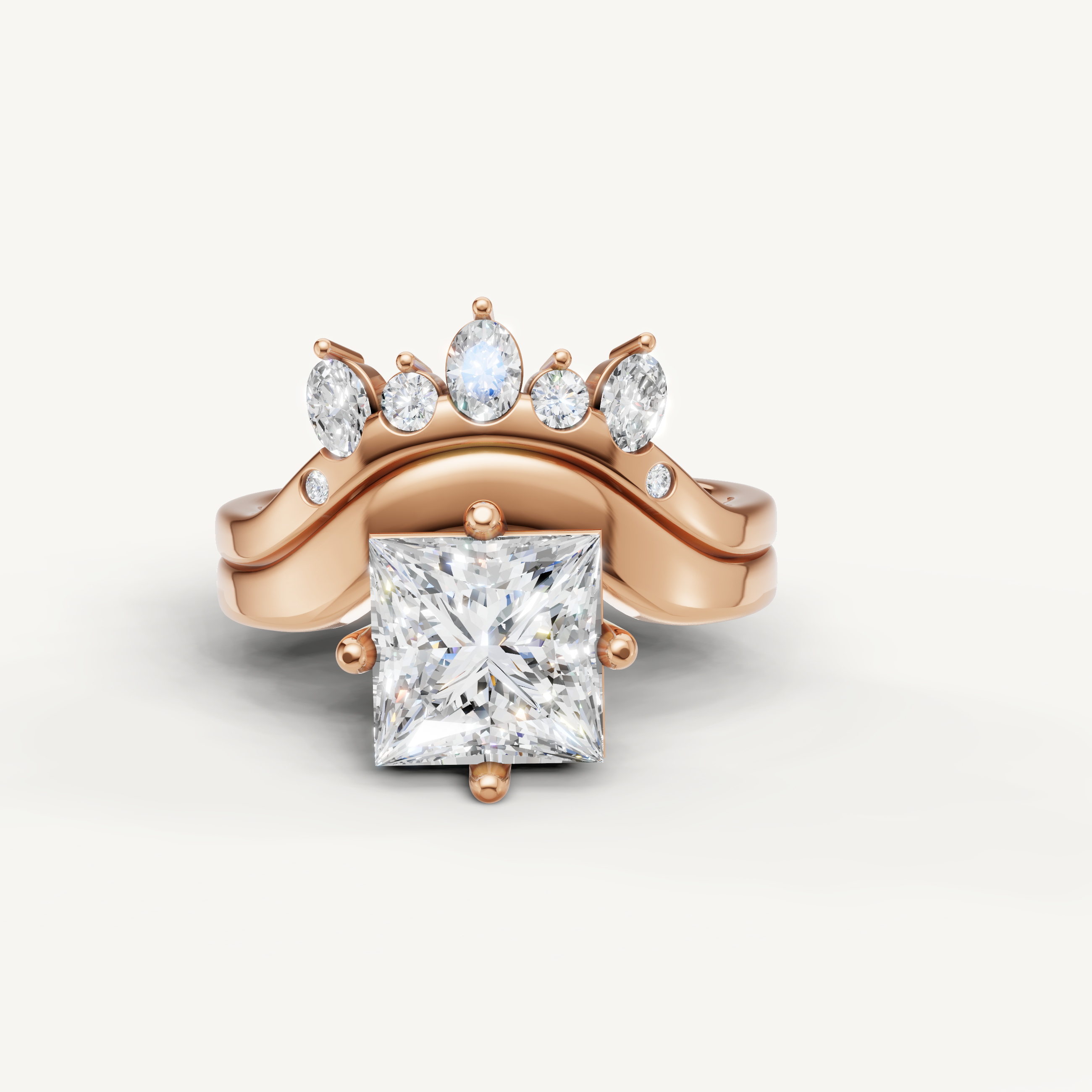 Raul Diamonds Princess Cut Lab Grown Diamond Bridal Set in 14K Rose Gold