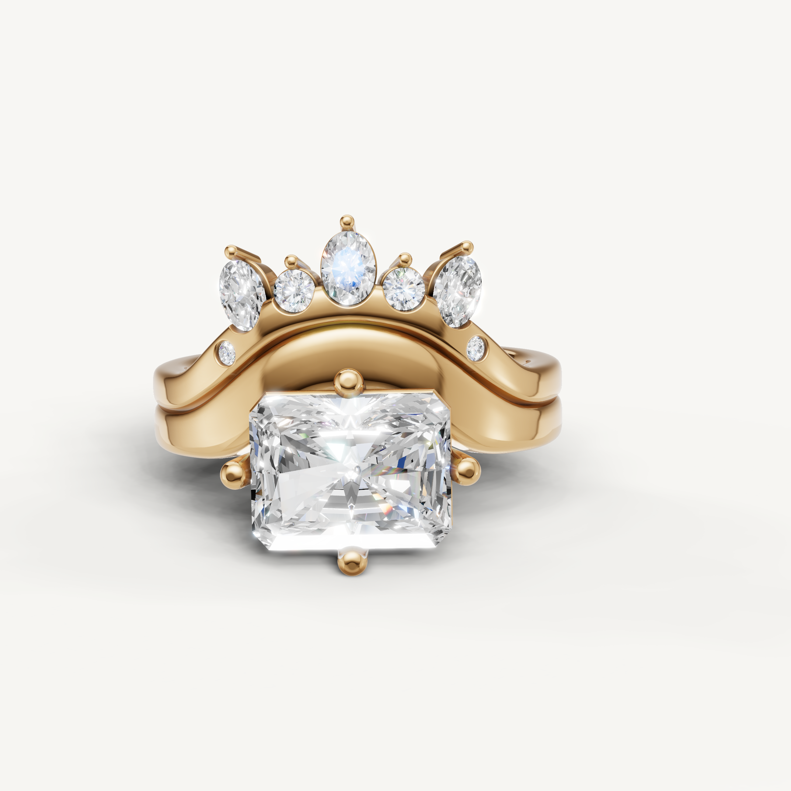 Raul Diamonds Radiant Cut Lab Grown Diamond Bridal Set in 14K Yellow Gold