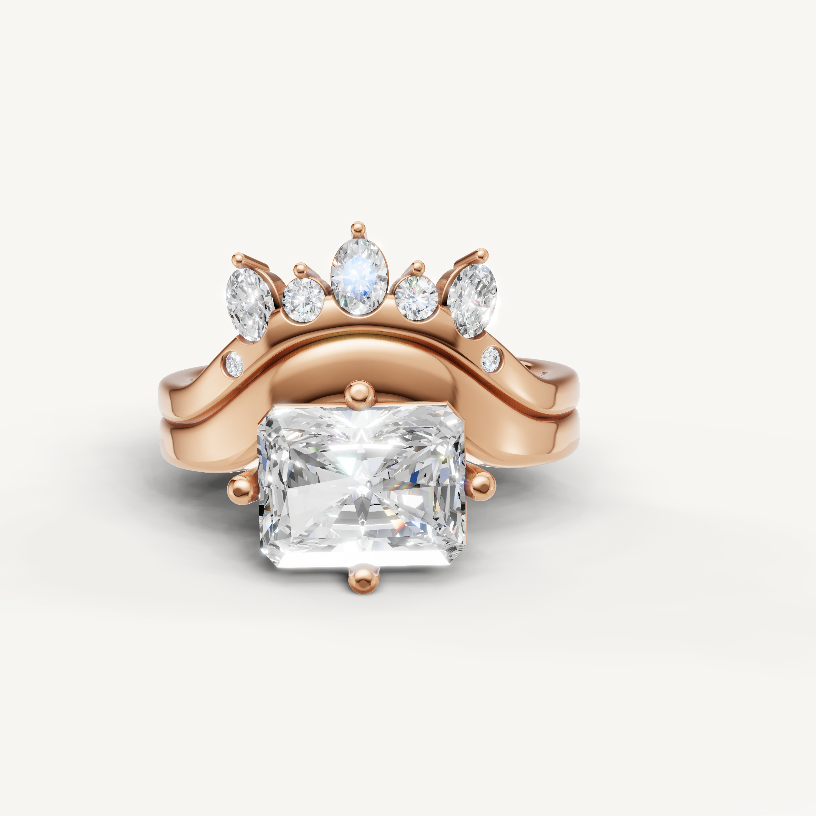 Raul Diamonds Radiant Cut Lab Grown Diamond Bridal Set in 14K Rose Gold
