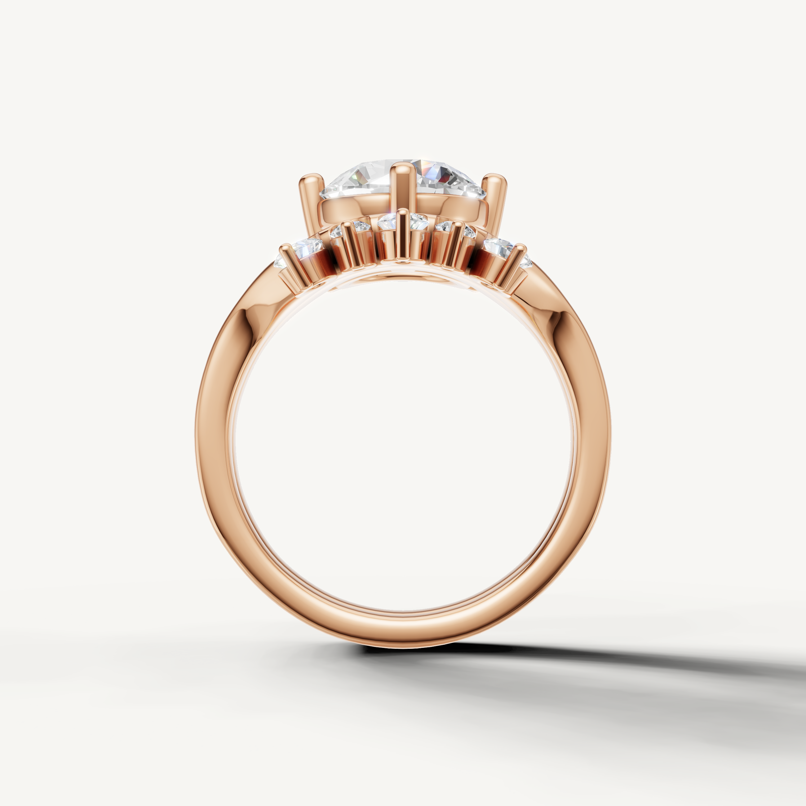 Romantic Round Lab Grown Diamond Bridal Ring Set in Rose Gold