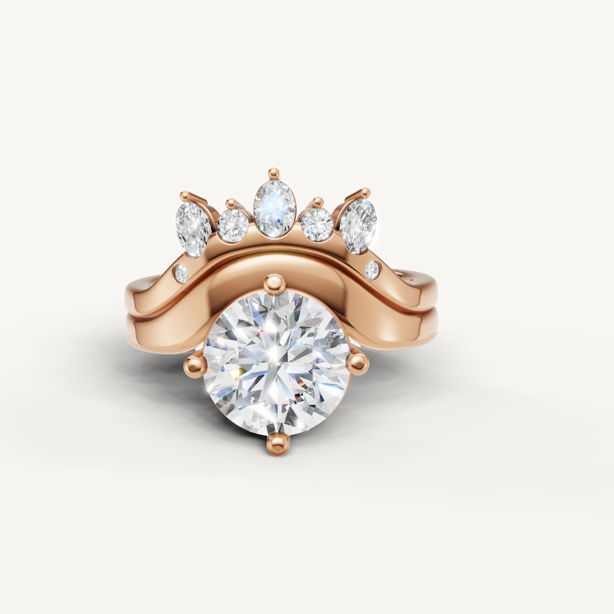 Raul Diamonds Round Cut Lab Grown Diamond Bridal Set in 14K Rose Gold