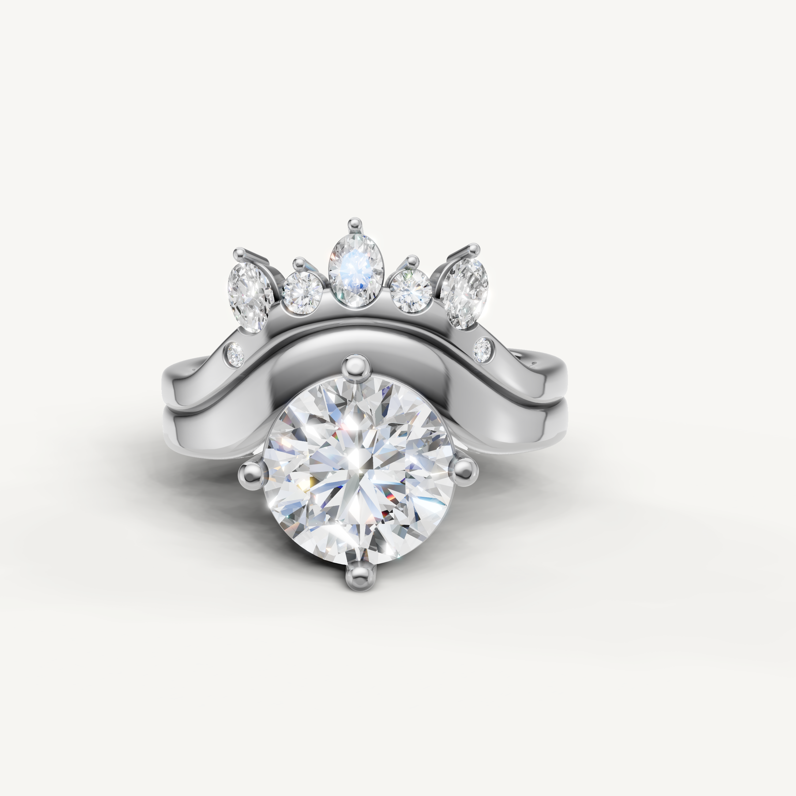Raul Diamonds Round Cut Lab Grown Diamond Bridal Set in 14K White Gold