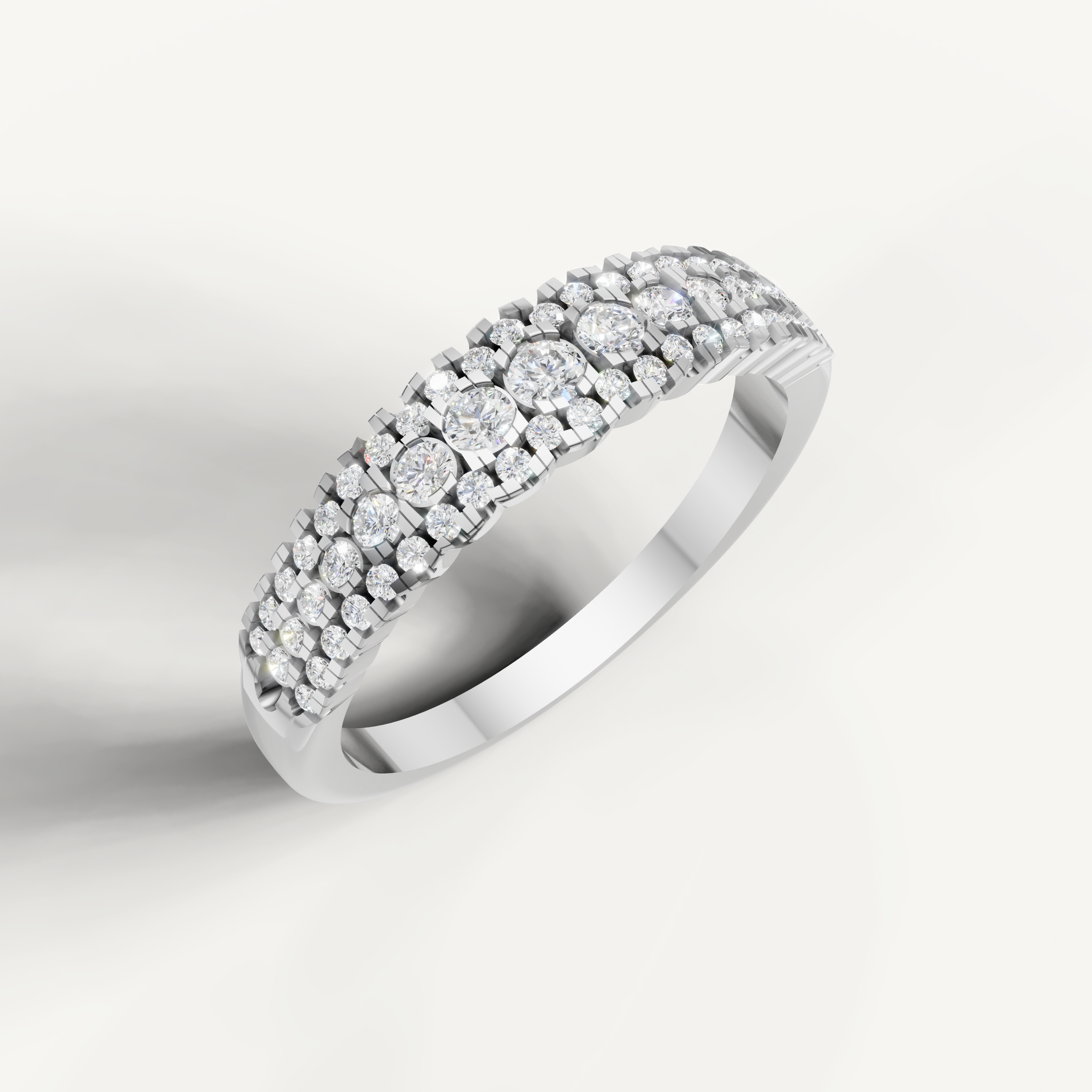 Elegant white gold multi row wedding ring by Raul Diamonds with brilliant sparkle