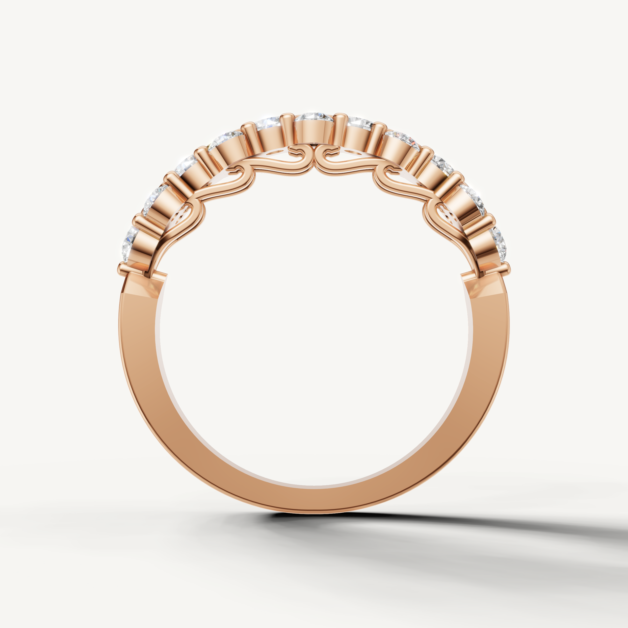 Premium rose gold floral diamond wedding band crafted by Raul Diamonds