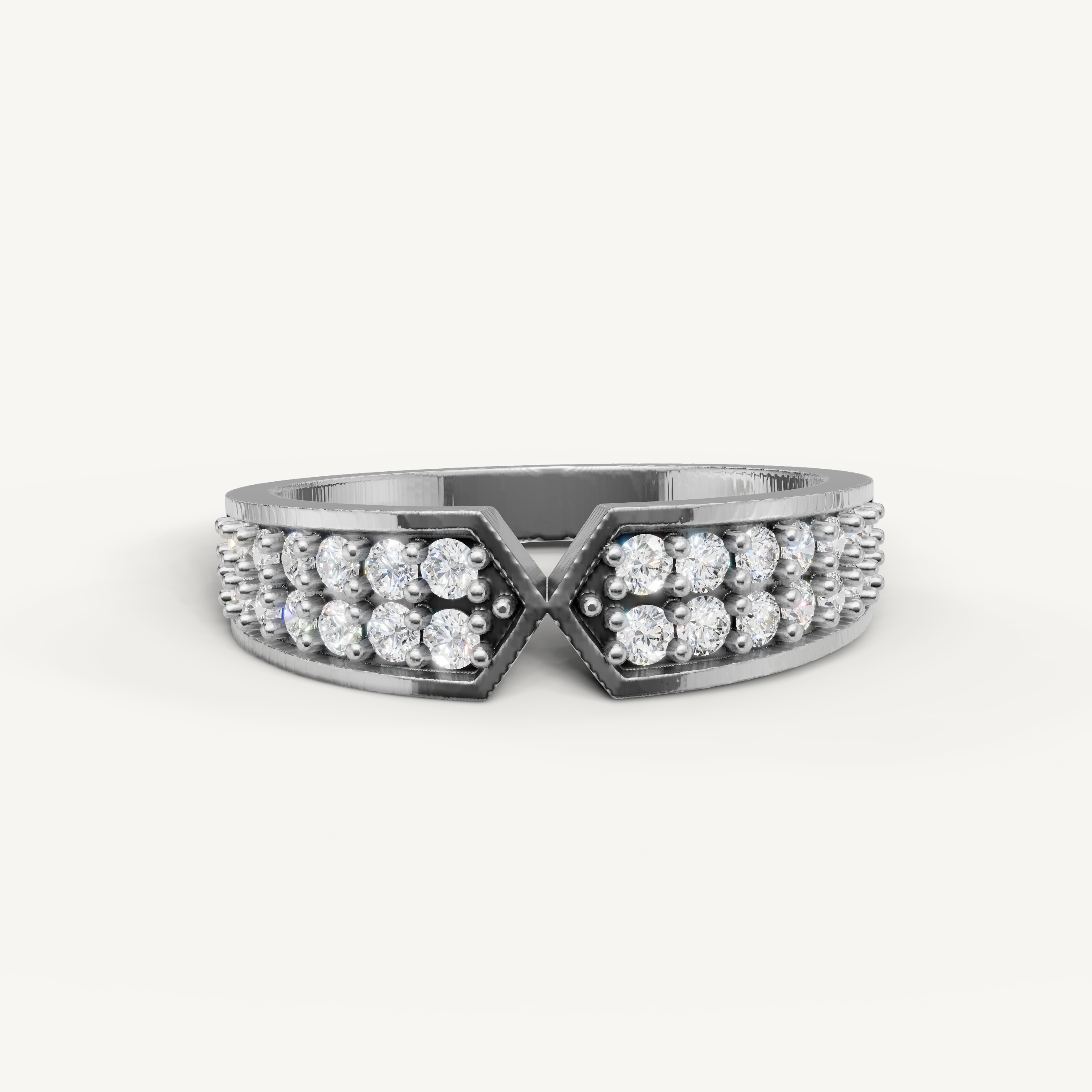 Raul Diamonds white gold geometric diamond wedding band with pavé diamond setting
