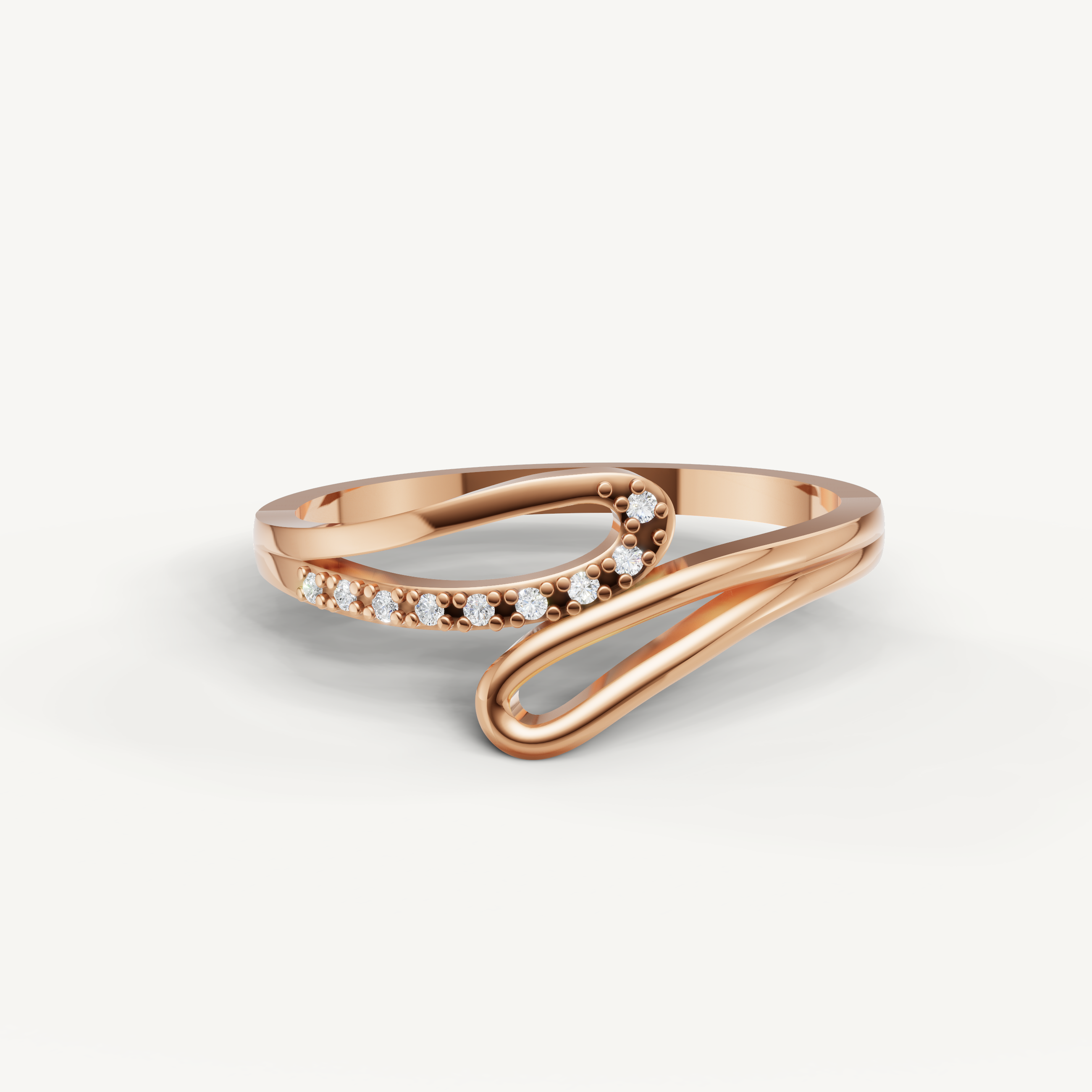 Raul Diamonds rose gold diamond wedding band with elegant open swirl design