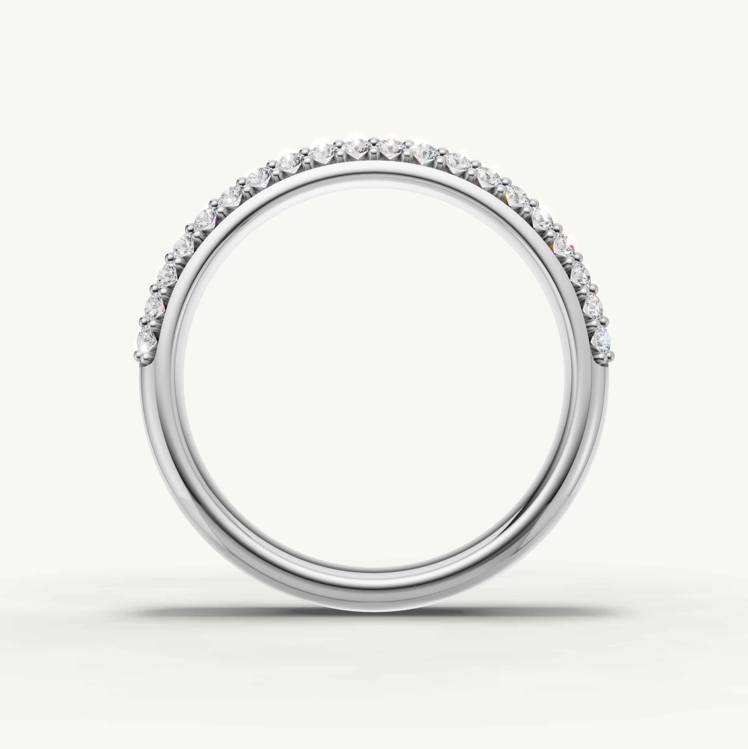 Stackable round diamond wedding band crafted in white gold by Raul Diamonds