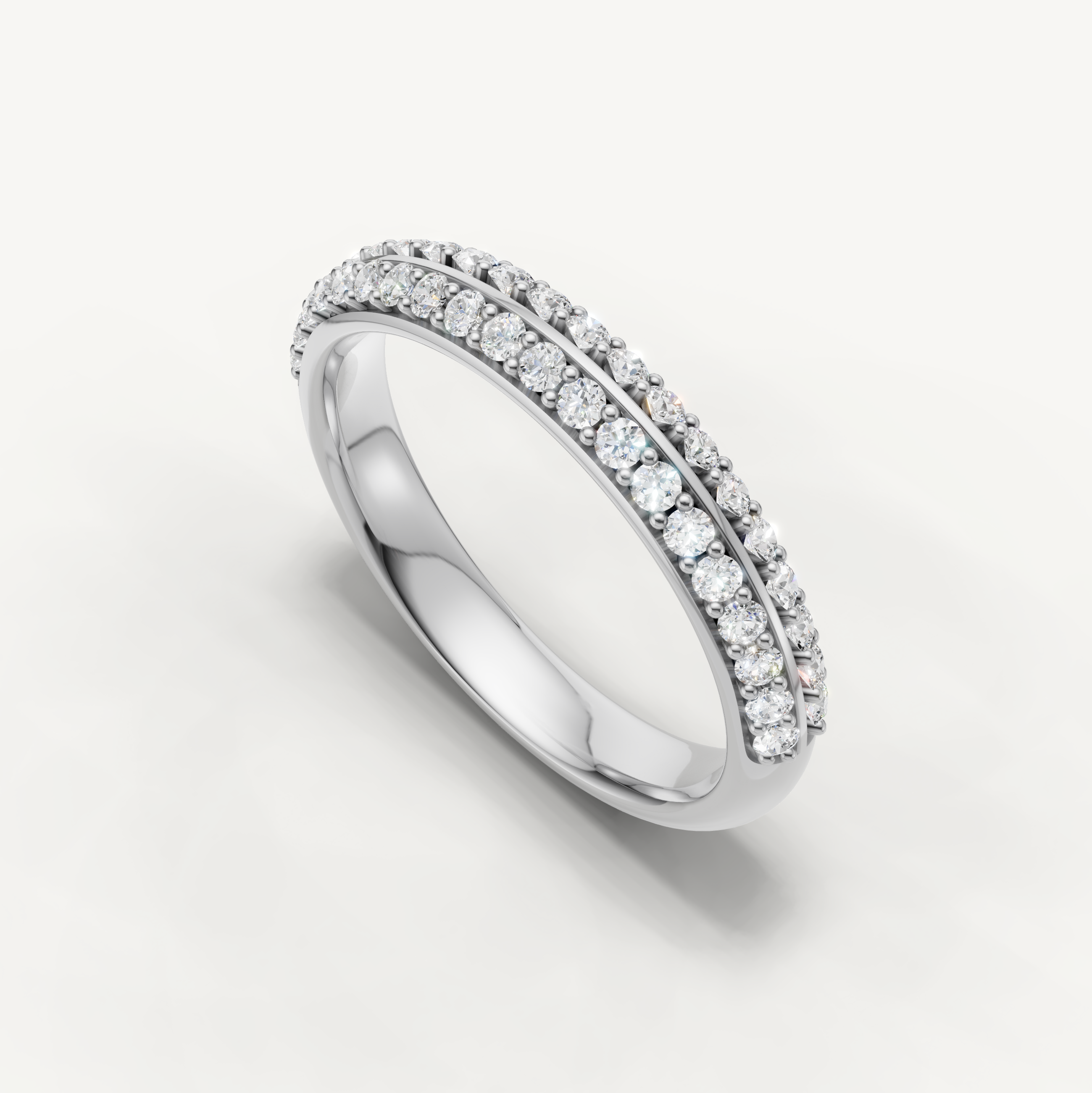 Luxury pavé diamond anniversary band in 14K white gold by Raul Diamonds