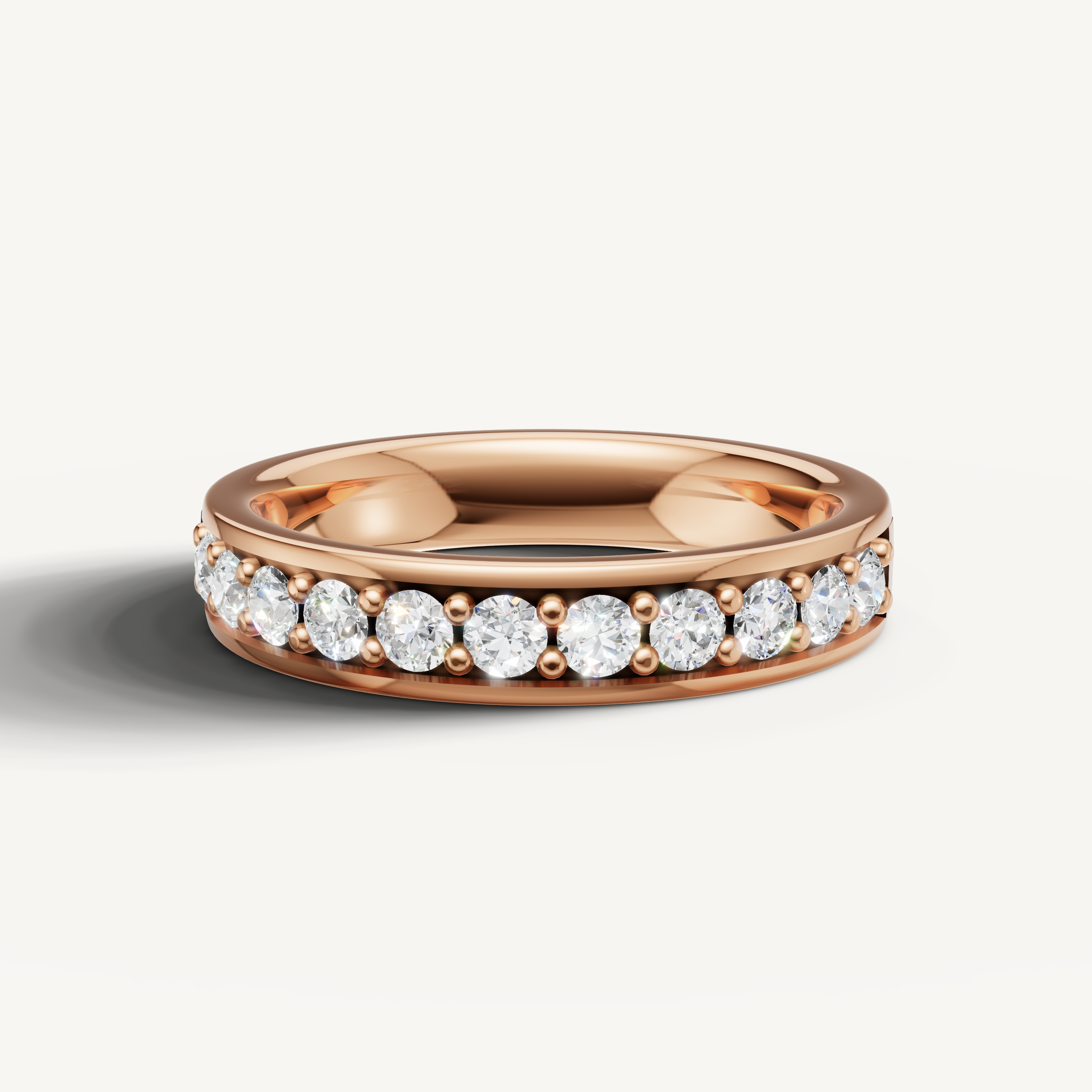 Raul Diamonds rose gold diamond wedding band with brilliant round cut diamonds