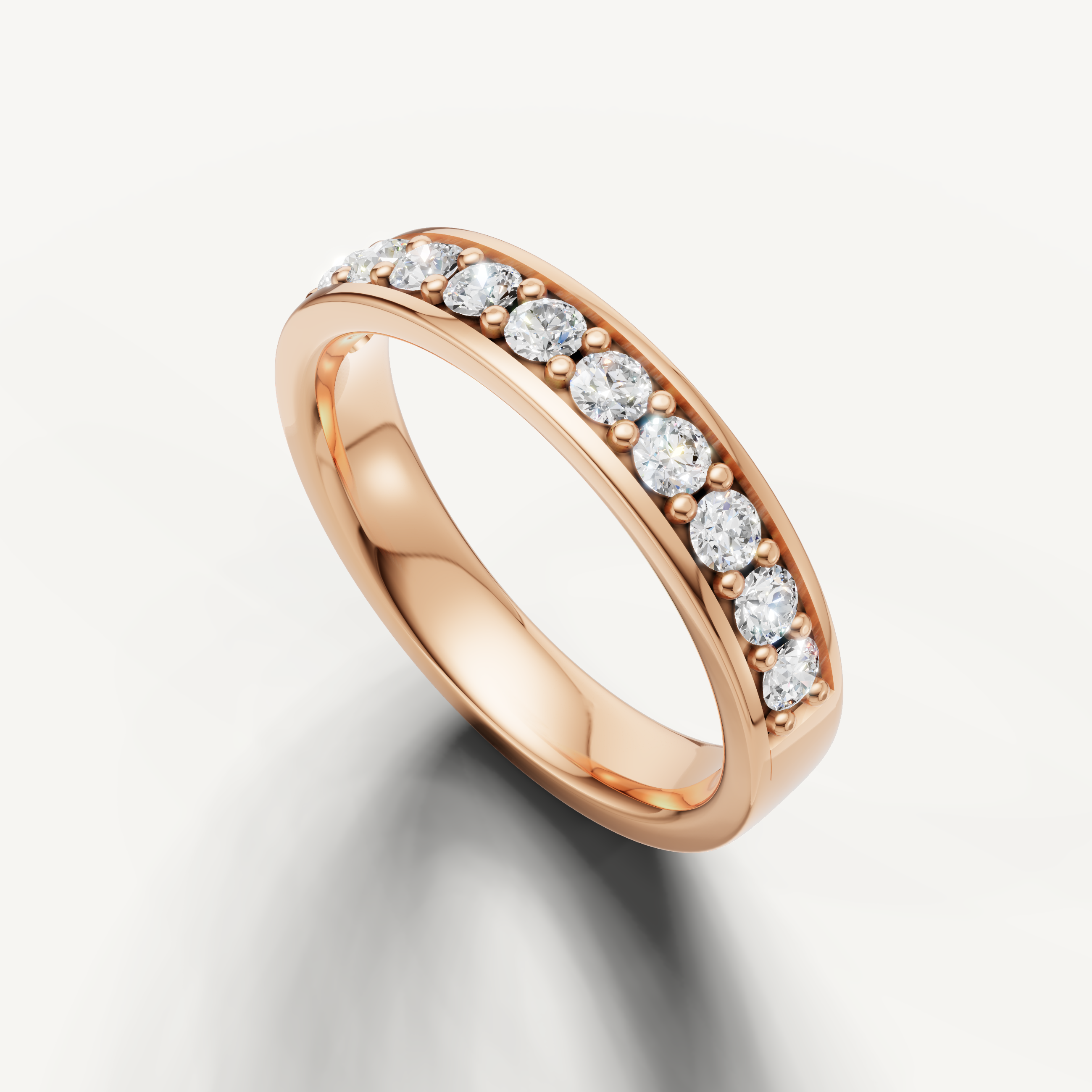 Luxury rose gold shared prong diamond band for women by Raul Diamonds