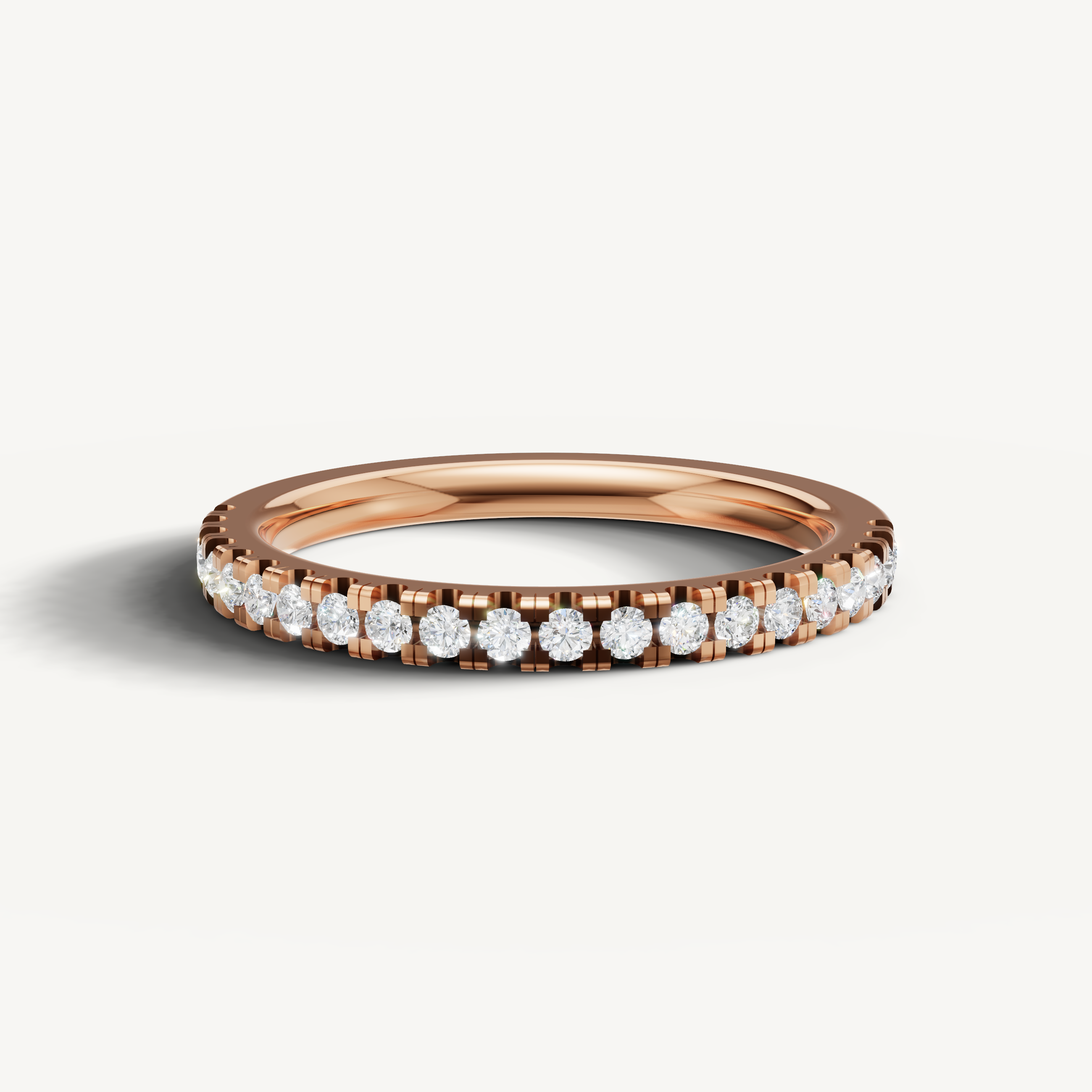 Raul Diamonds rose gold slim diamond wedding band with round pave diamonds