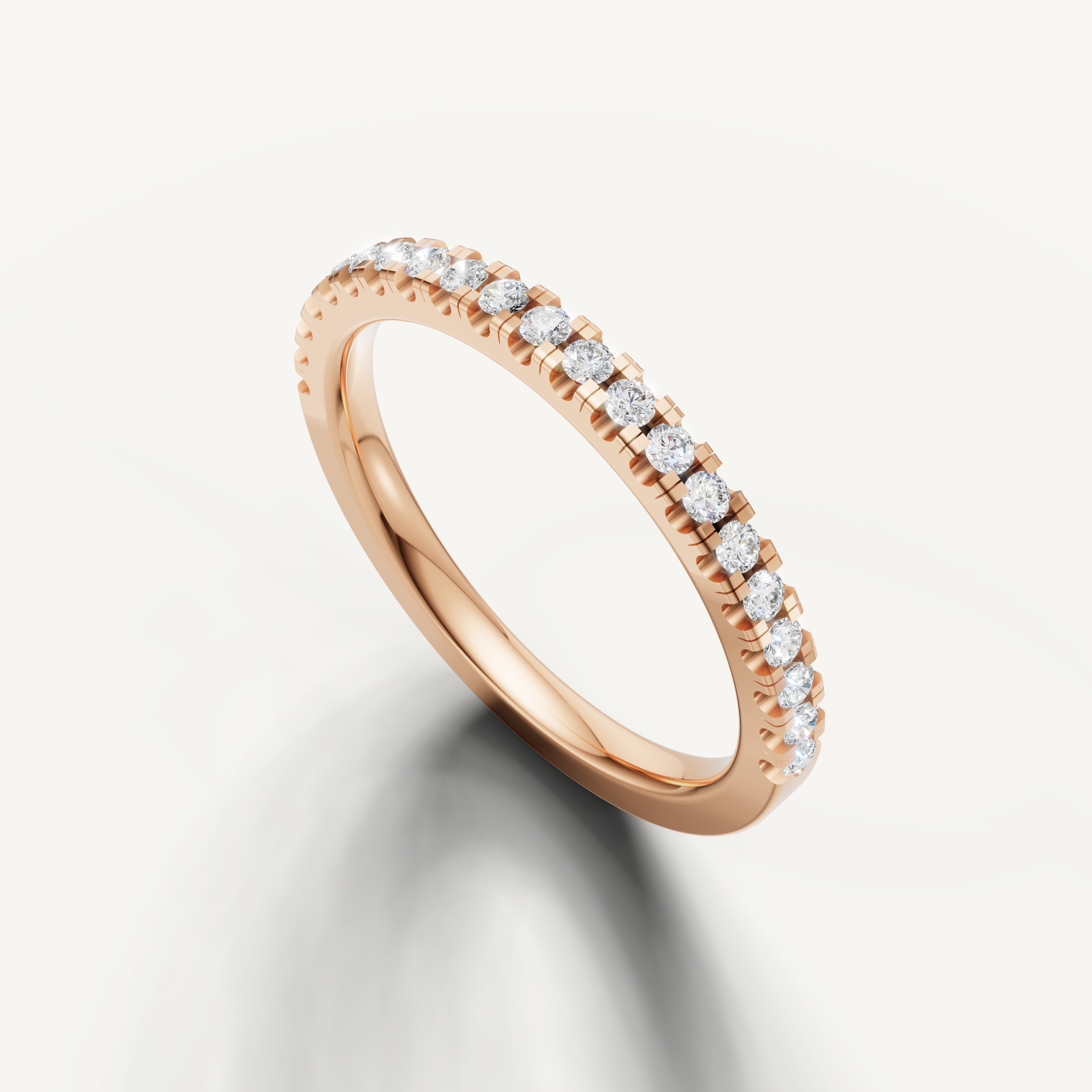 Elegant rose gold thin diamond wedding band with brilliant round diamonds