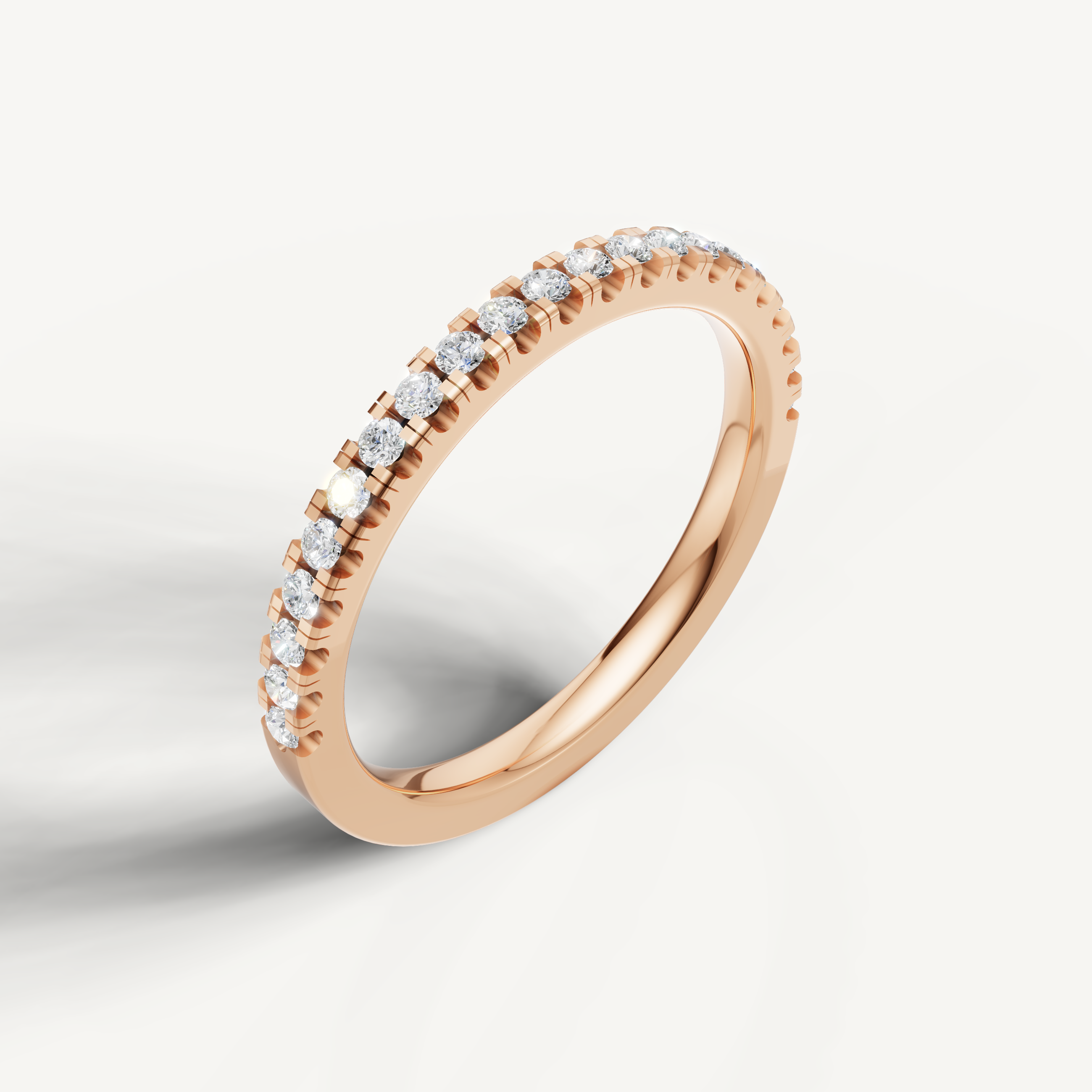 Romantic rose gold stackable diamond eternity ring by Raul Diamonds