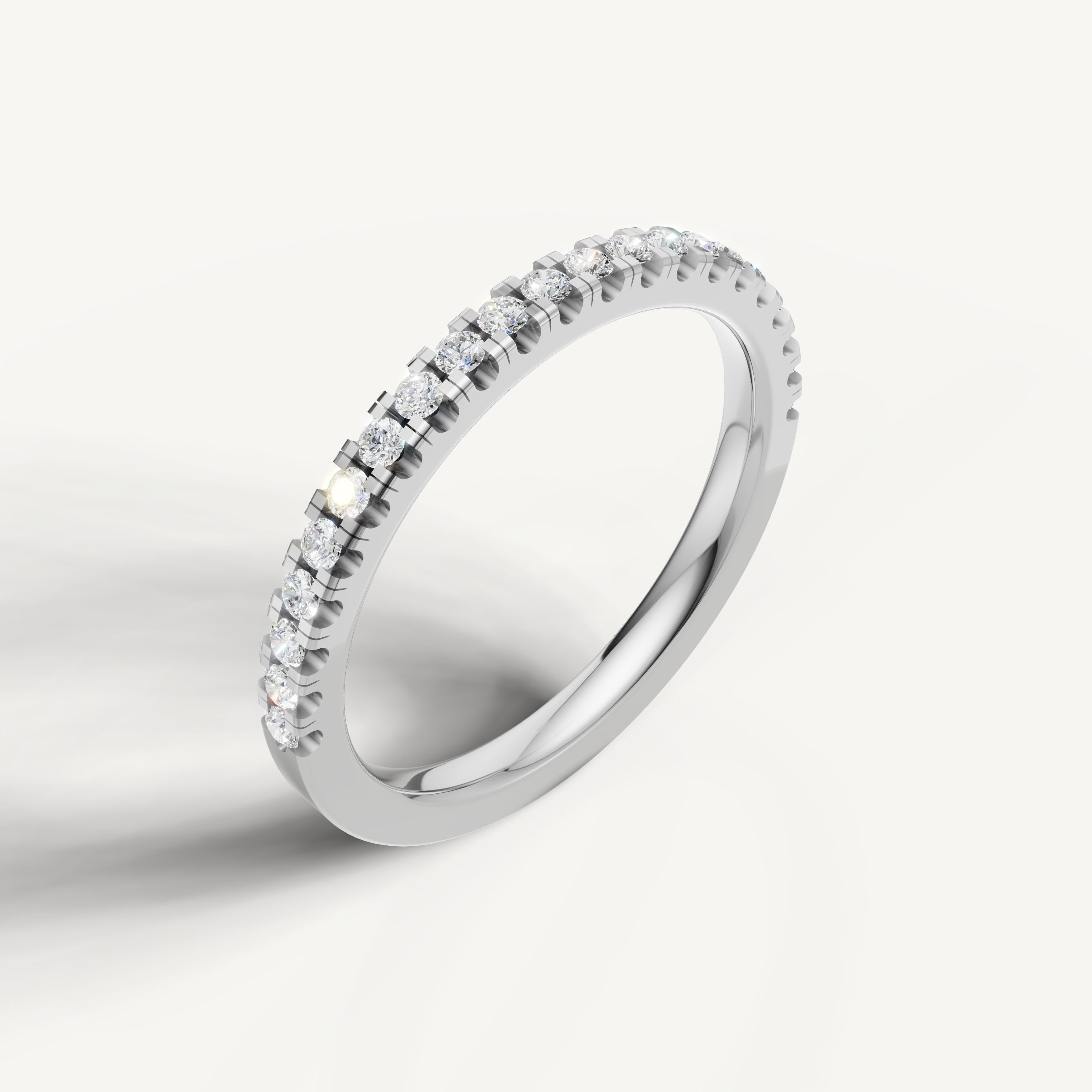 Elegant white gold thin eternity wedding ring by Raul Diamonds