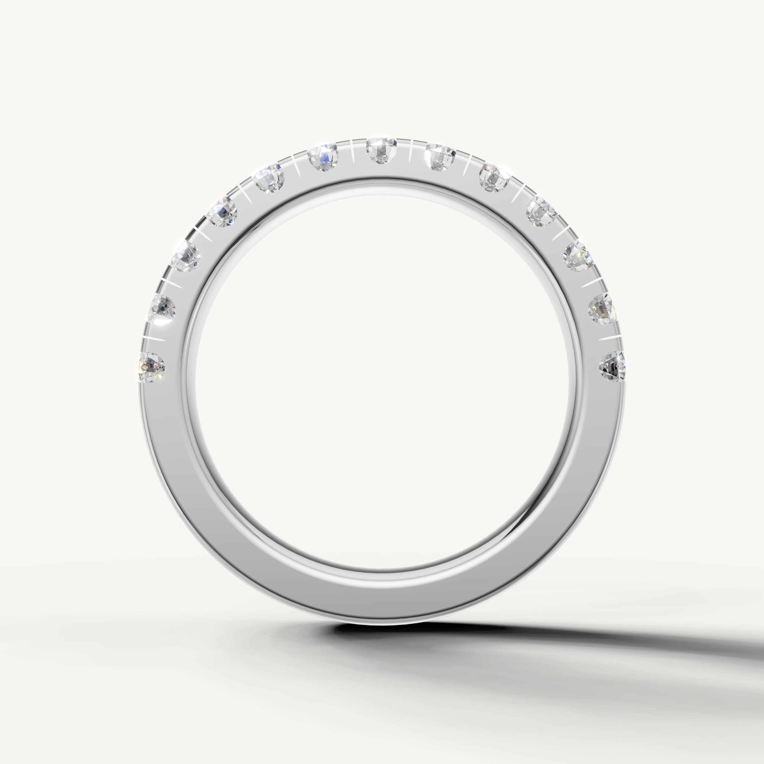 Luxury white gold stackable diamond wedding band for women by Raul Diamonds