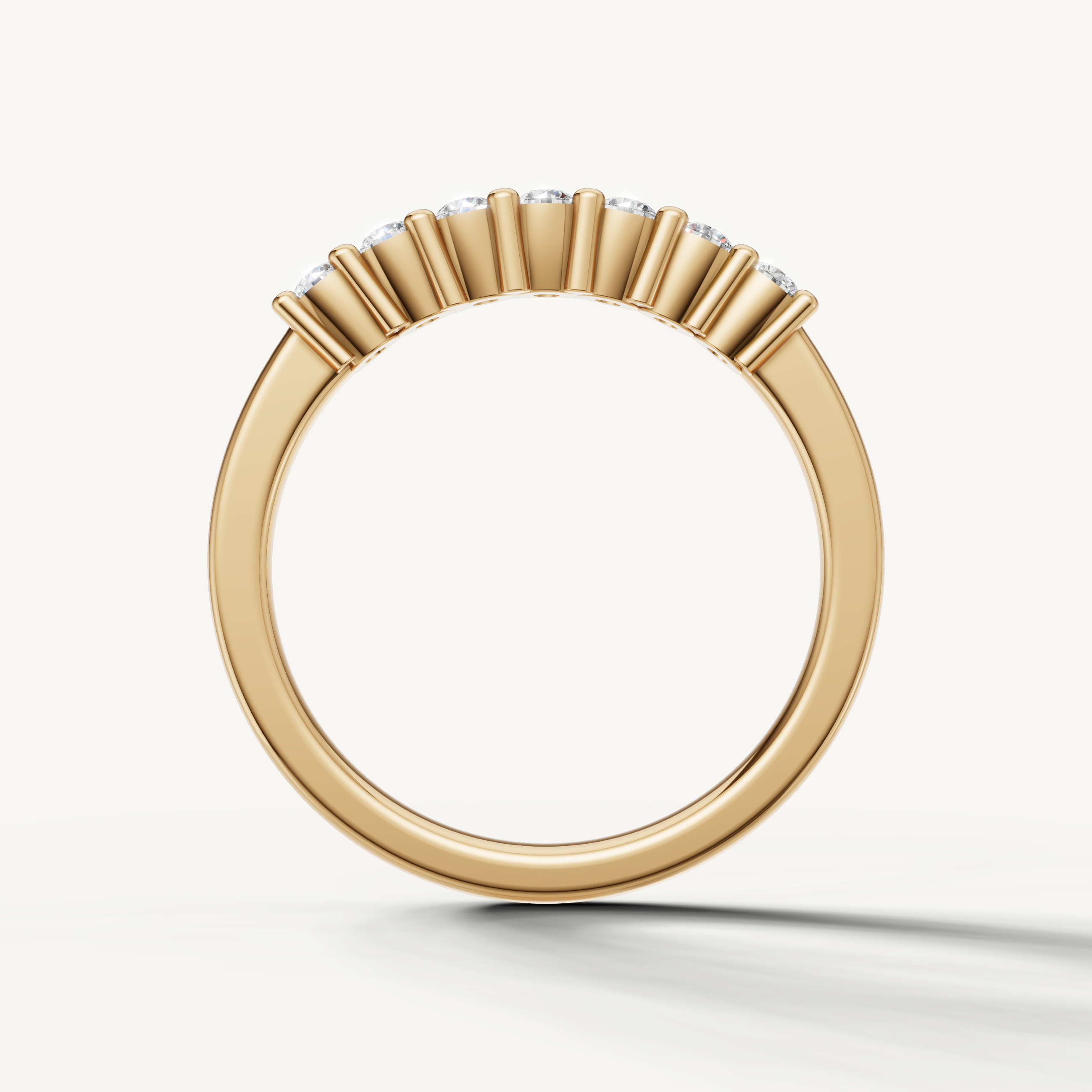 Timeless yellow gold stackable diamond wedding band crafted by Raul Diamonds