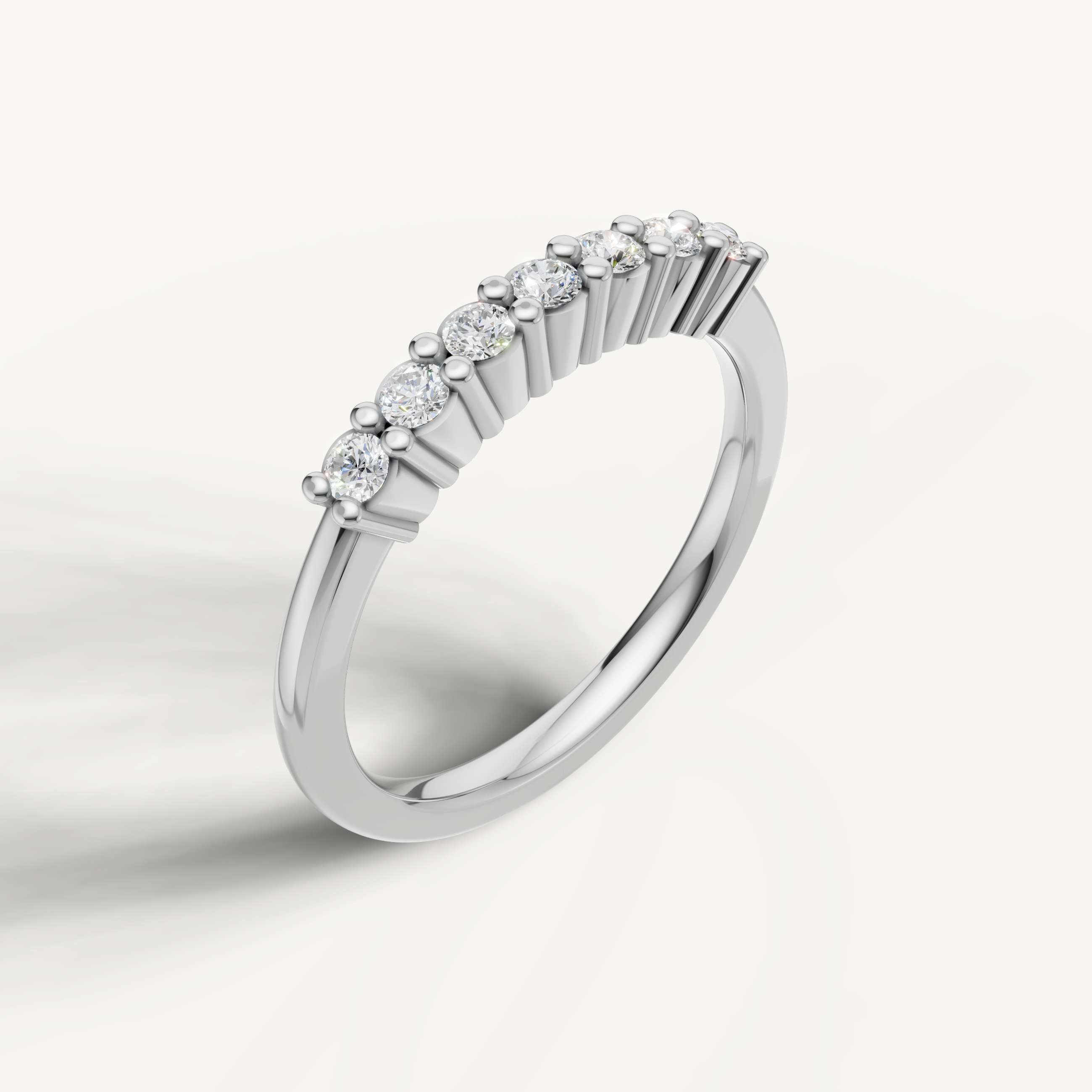 Elegant white gold diamond anniversary wedding ring with brilliant round stones