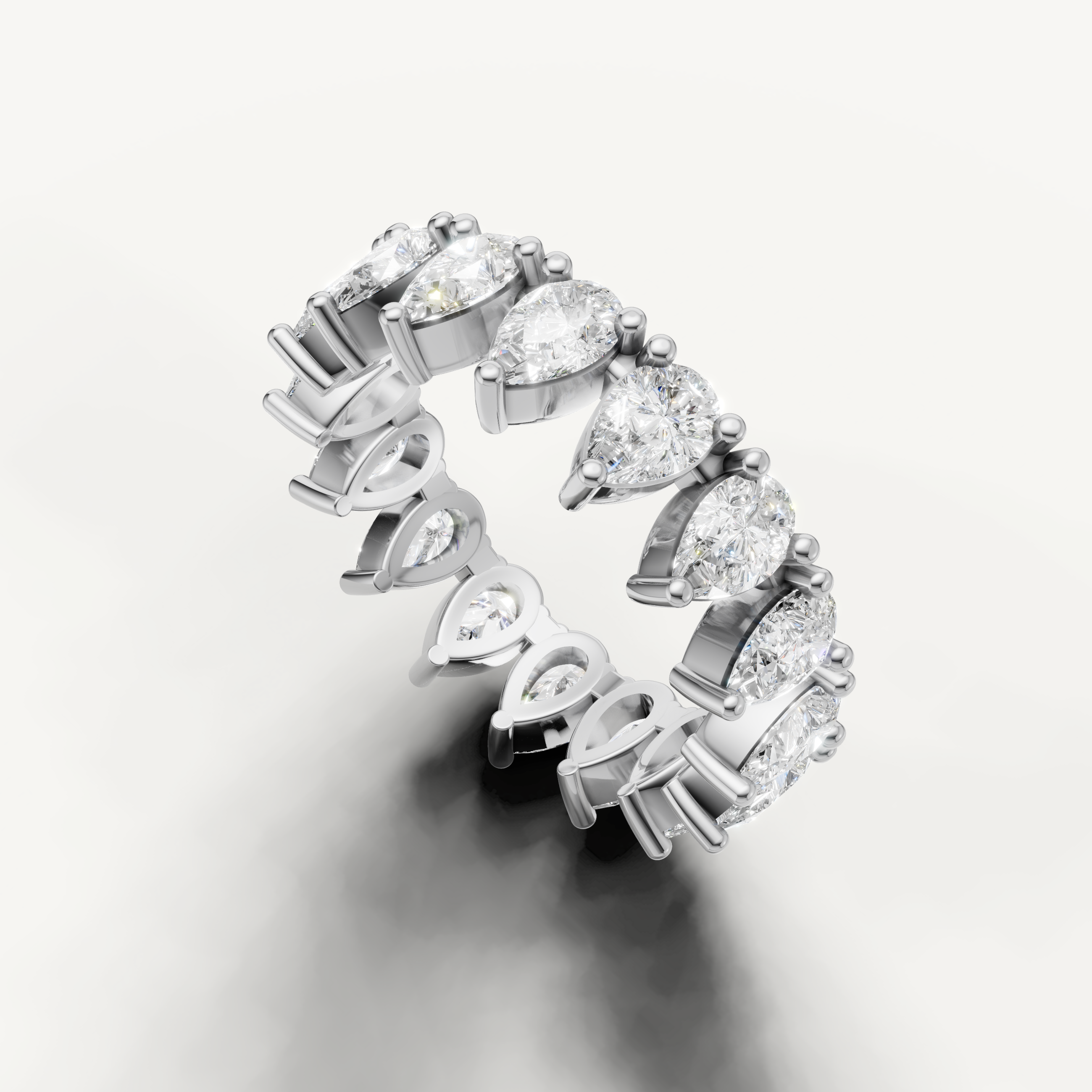 Modern white gold pear diamond anniversary wedding band for women