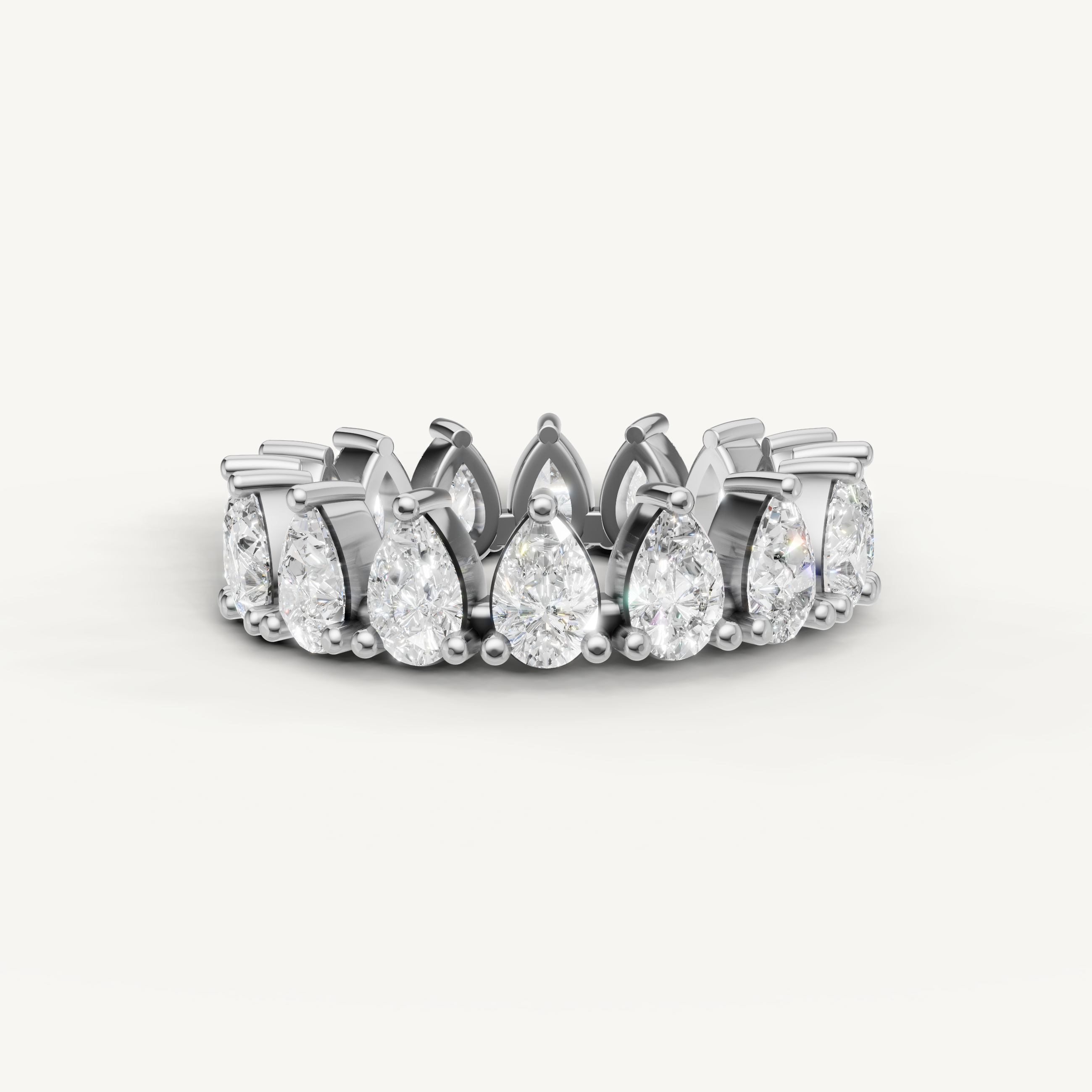 Raul Diamonds white gold pear shaped diamond eternity wedding band with shared prong setting