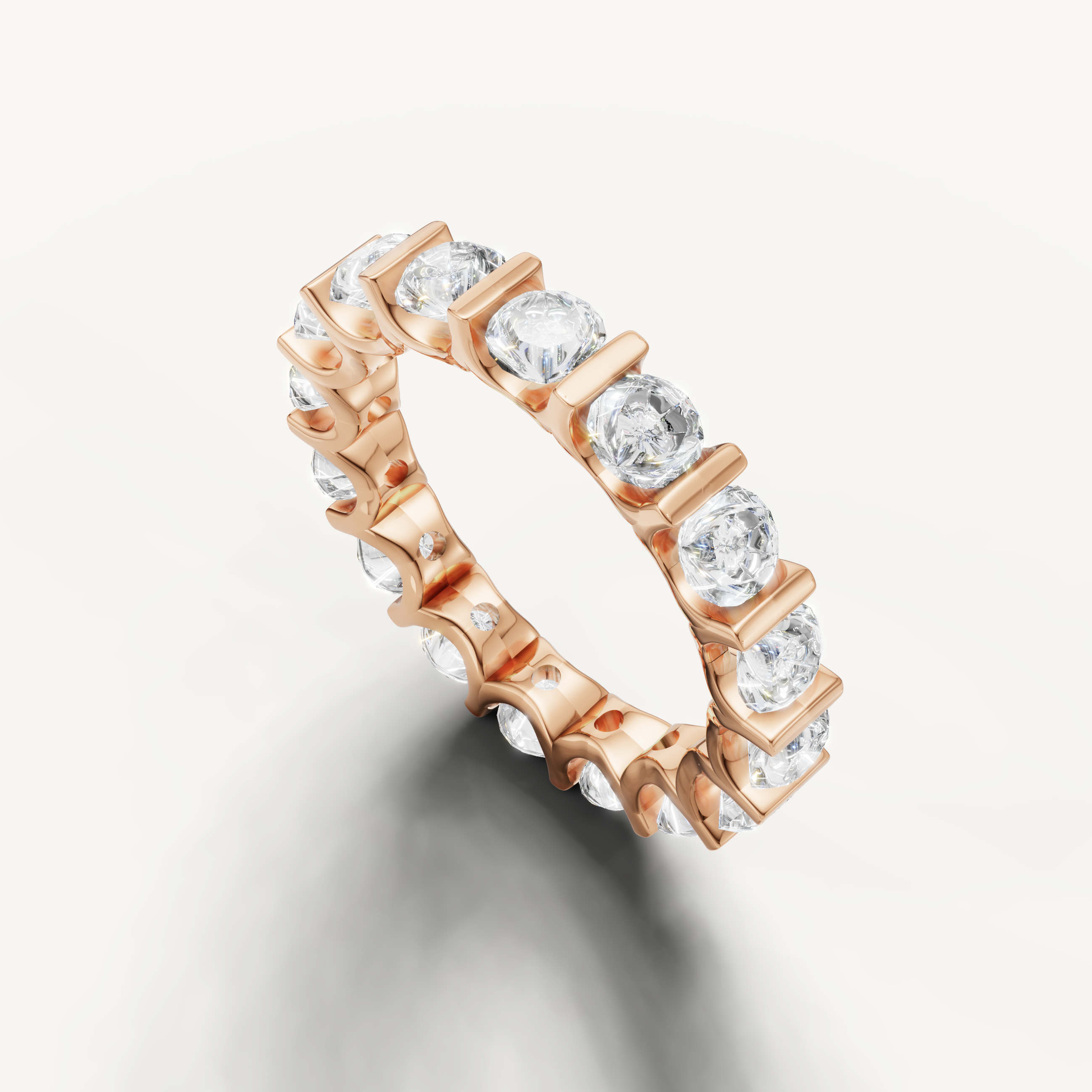 Luxury rose gold diamond eternity wedding band by Raul Diamonds