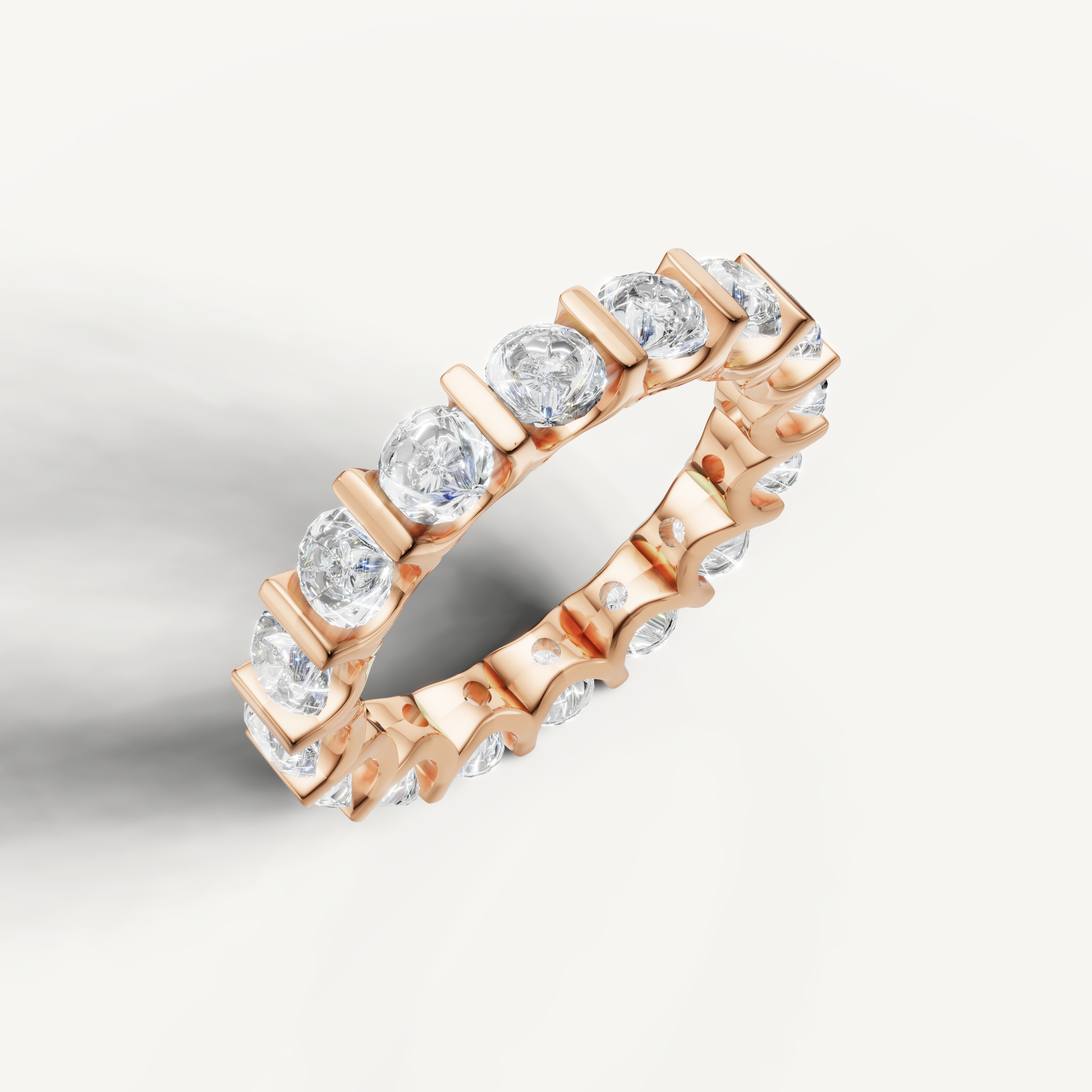 Rose gold round cut diamond anniversary ring for women