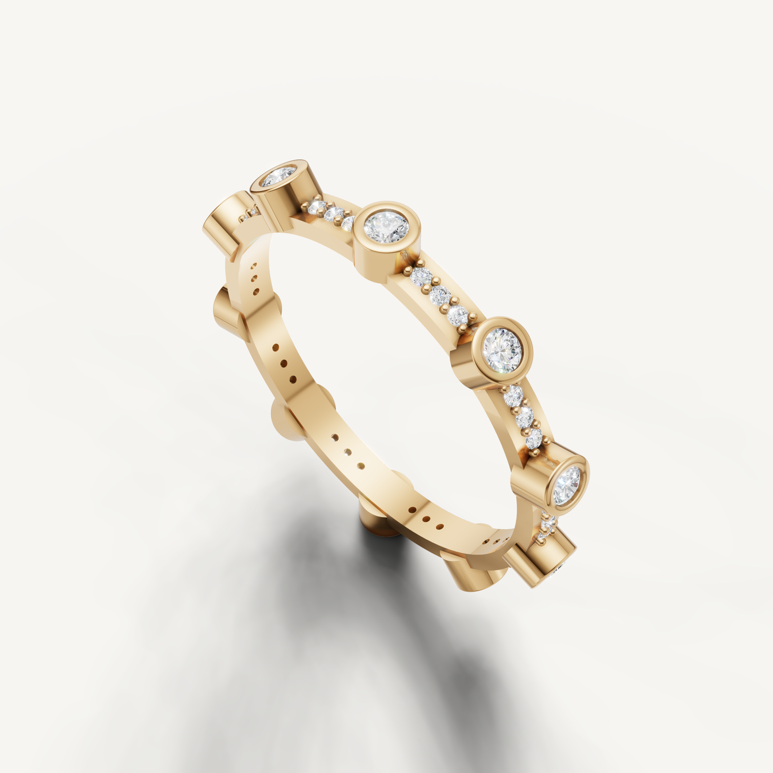 Elegant yellow gold wedding band featuring certified round diamonds from Raul Diamonds