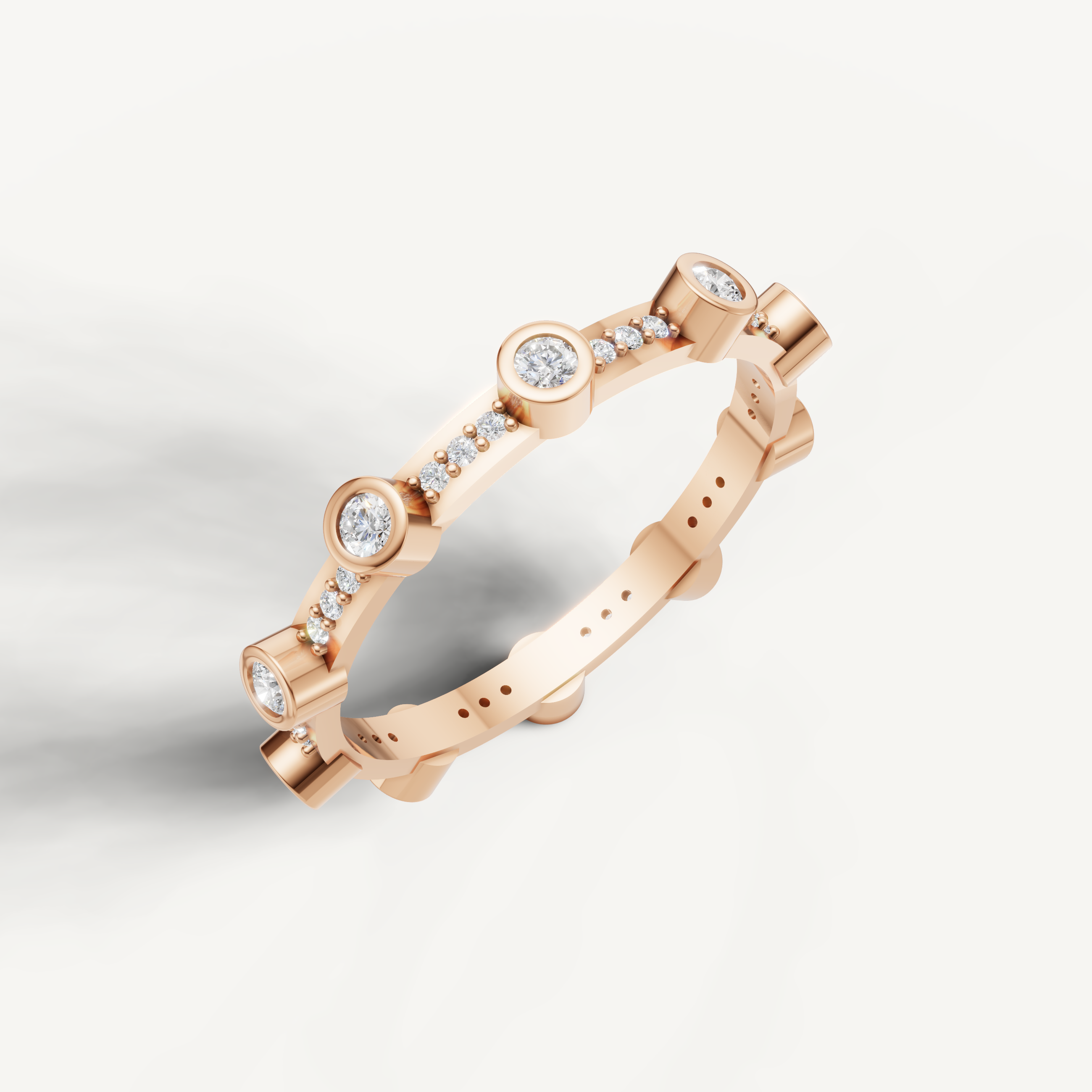Premium rose gold diamond wedding ring with sparkling round stones by Raul Diamonds