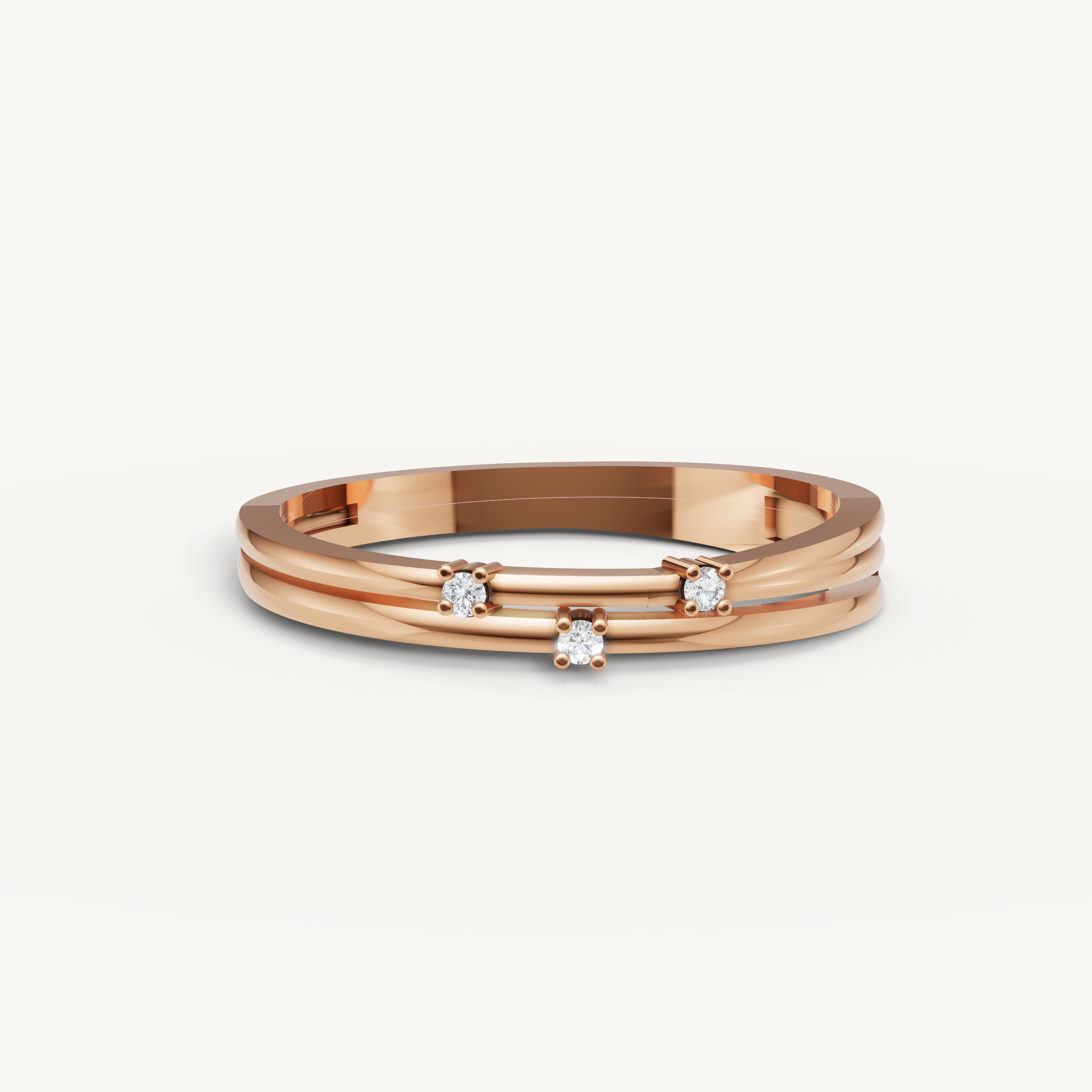 Raul Diamonds rose gold minimalist diamond wedding band with floating diamond accents