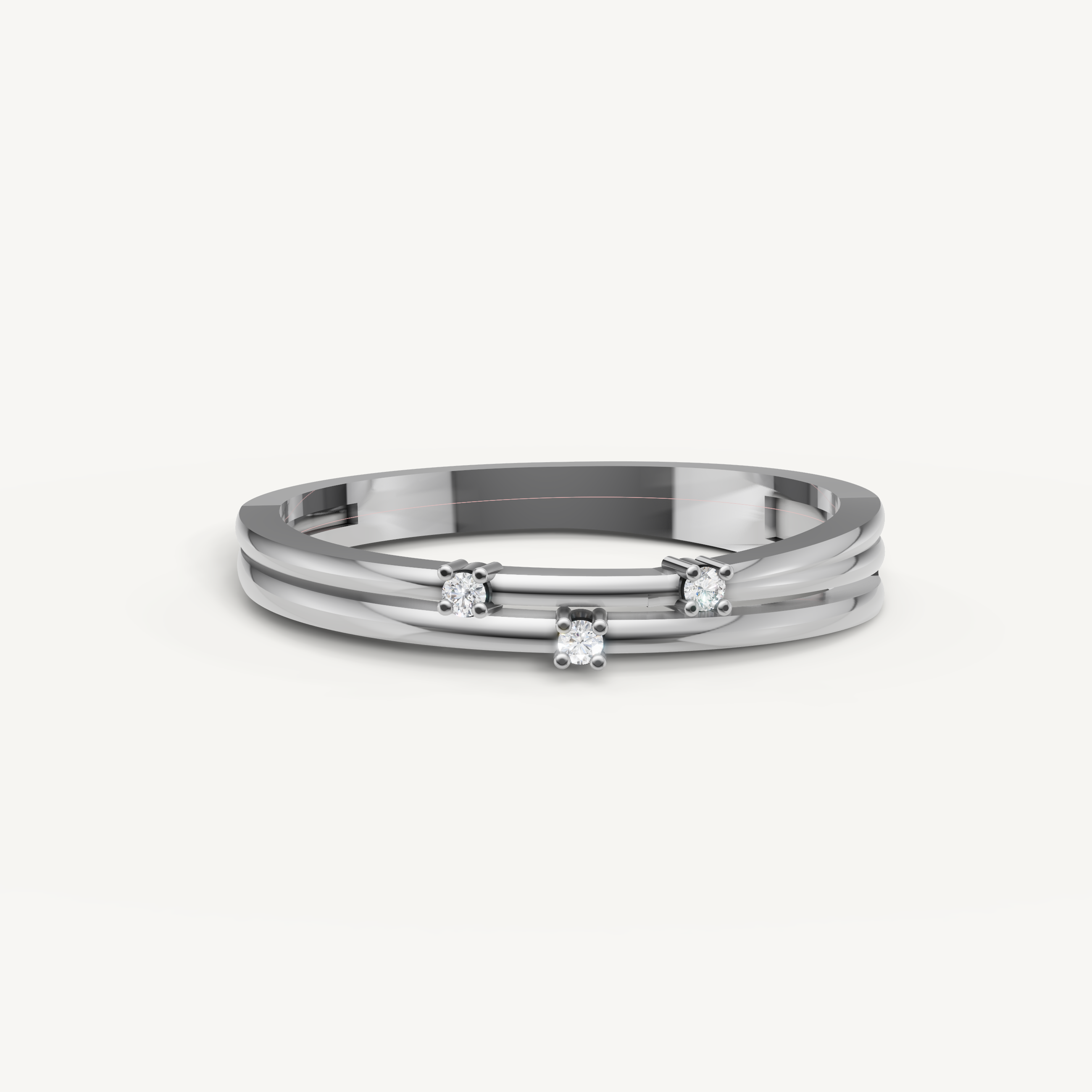 Raul Diamonds white gold minimalist diamond wedding band with elegant floating diamonds