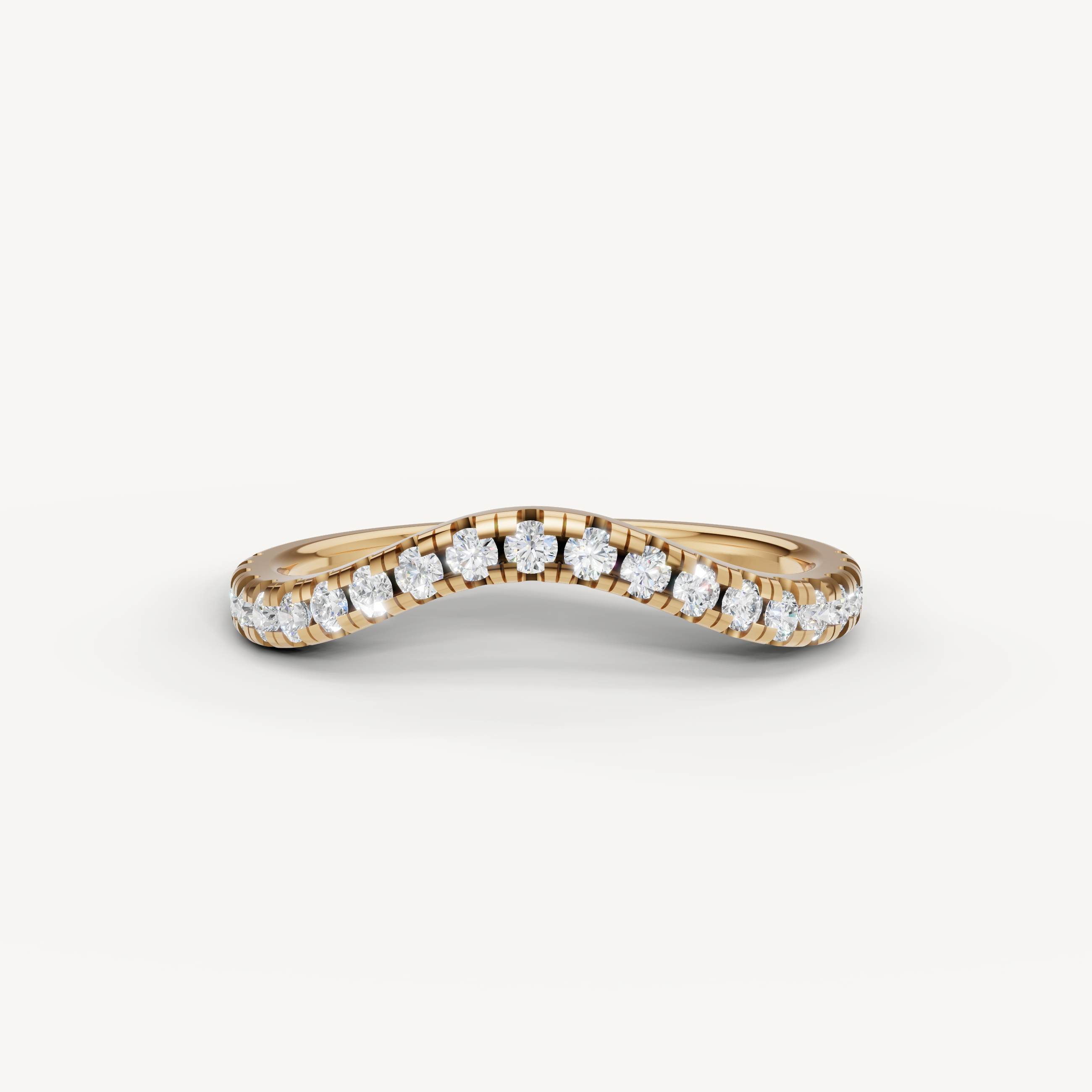 Raul Diamonds yellow gold curved diamond wedding band with pavé round diamonds