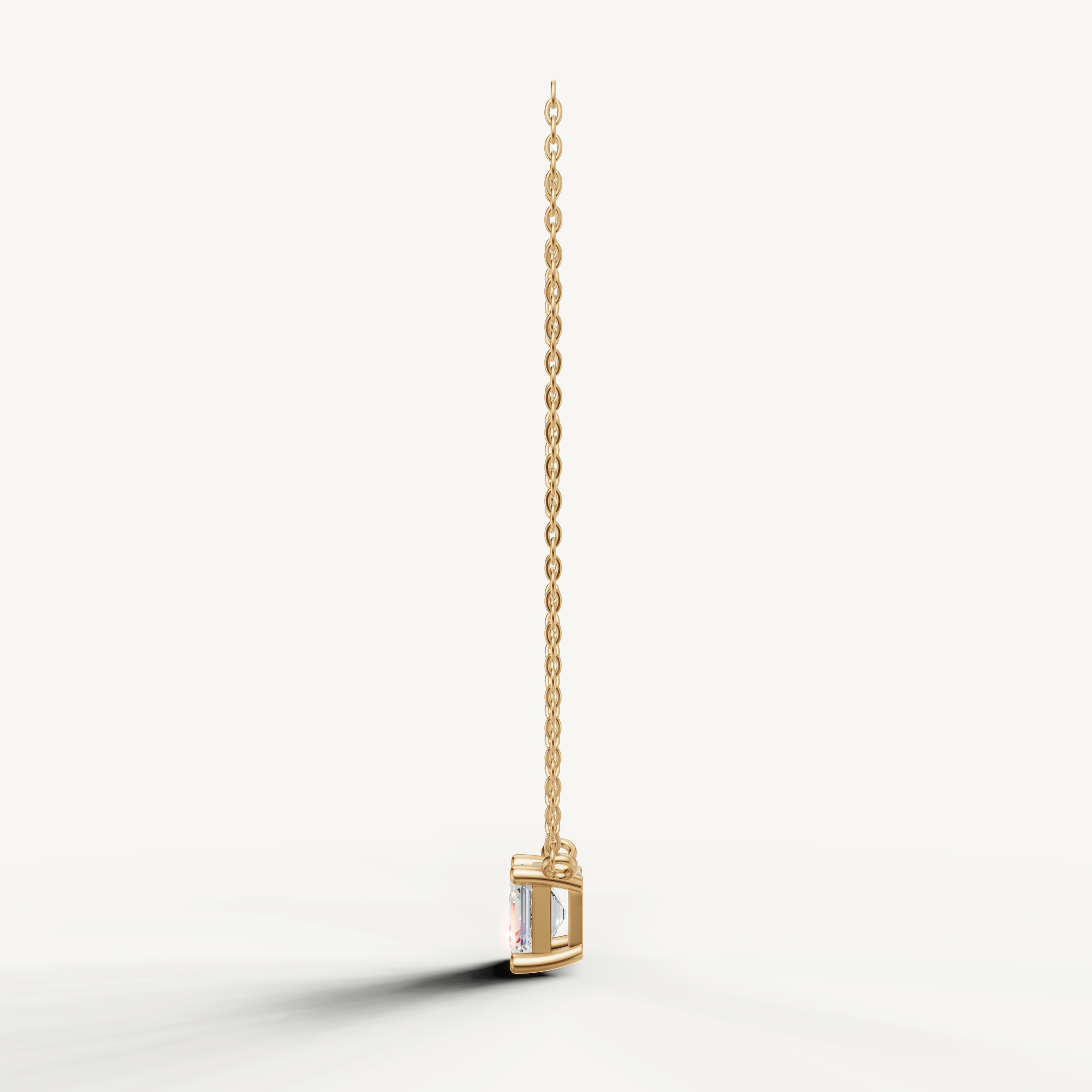 Elegant Bezel Set Asscher Diamond Pendant Necklace in 14K Yellow Gold