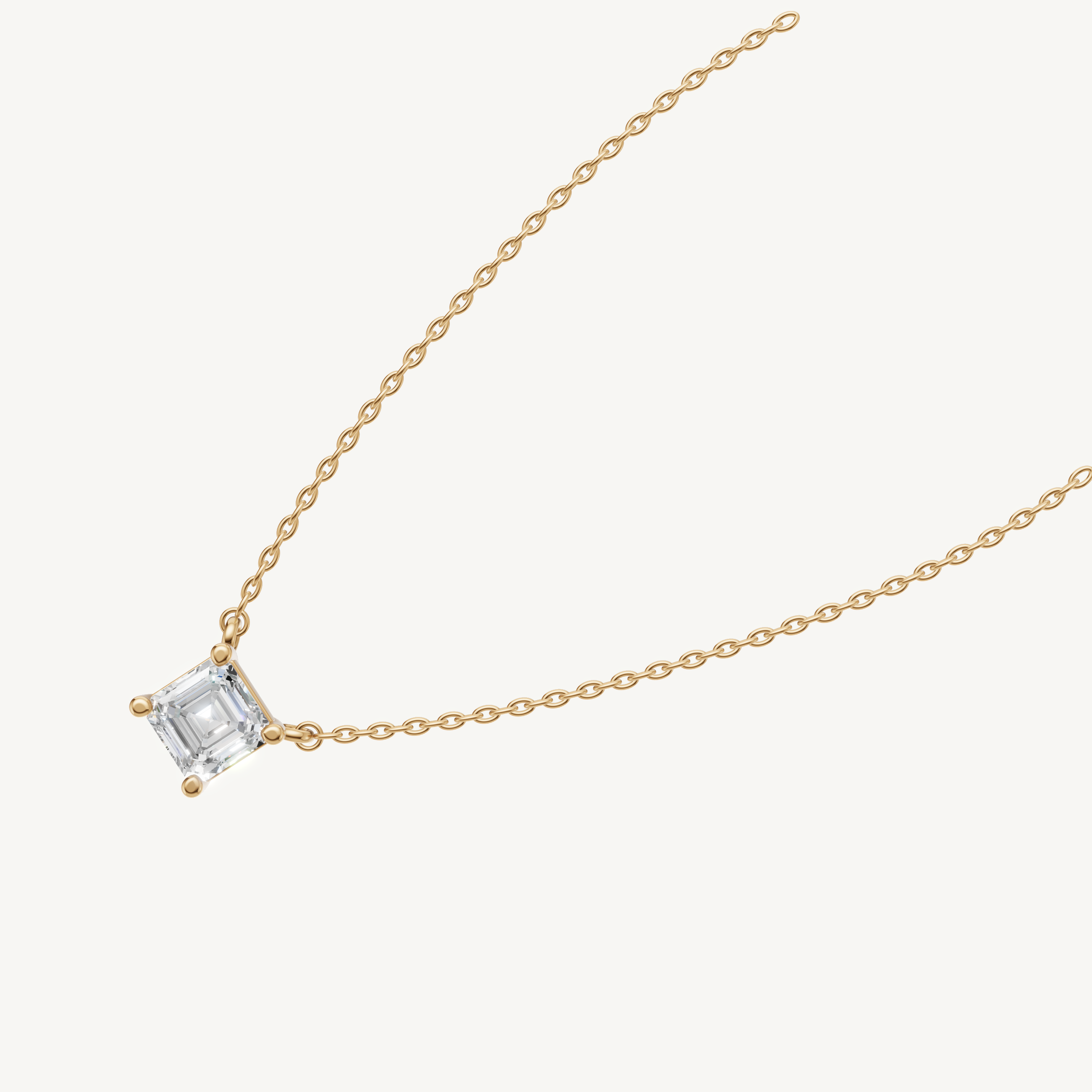 Elegant Bezel Set Asscher Diamond Pendant Necklace in 14K Yellow Gold