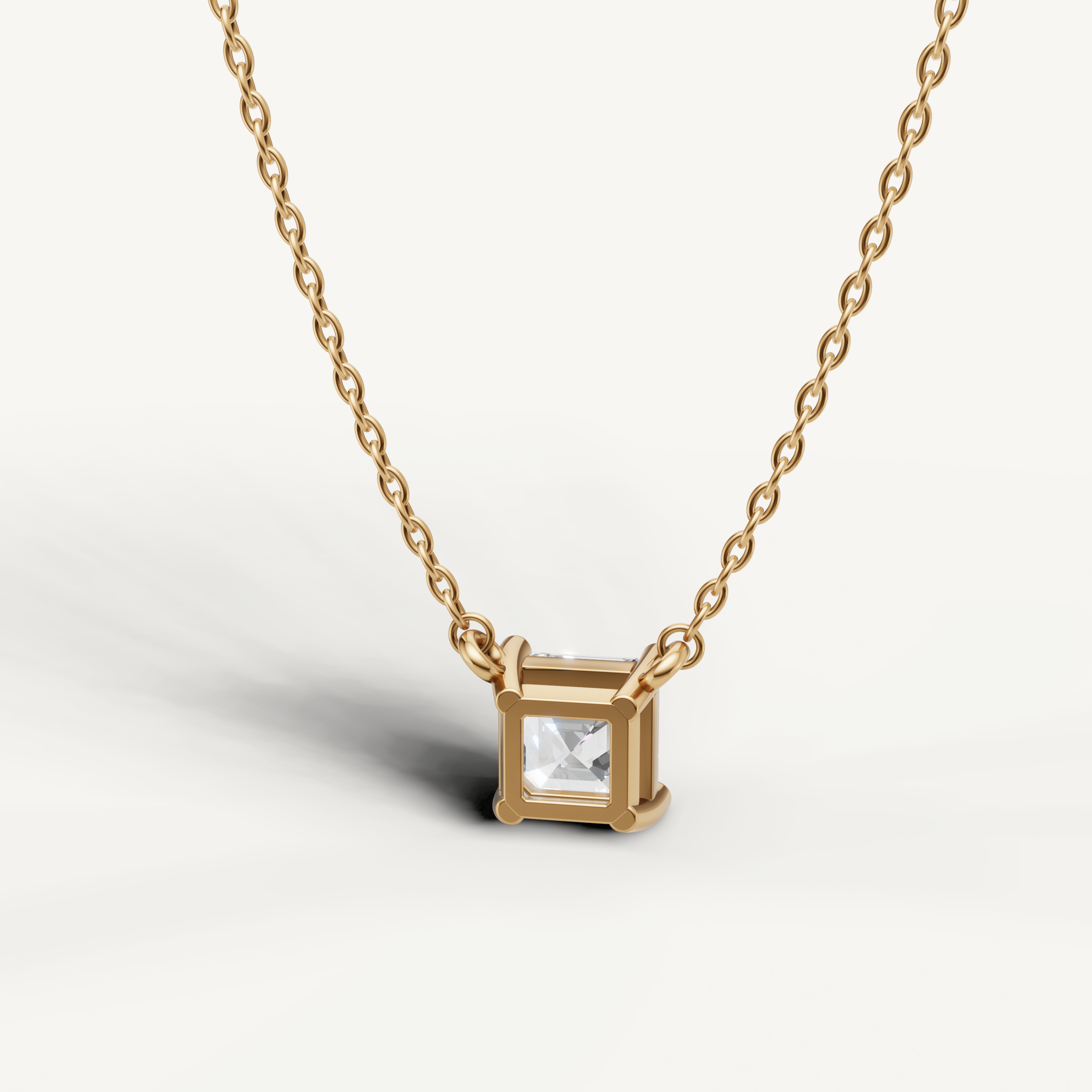 Minimalist Asscher Lab Grown Diamond Solitaire Pendant in Yellow Gold by Raul Diamonds